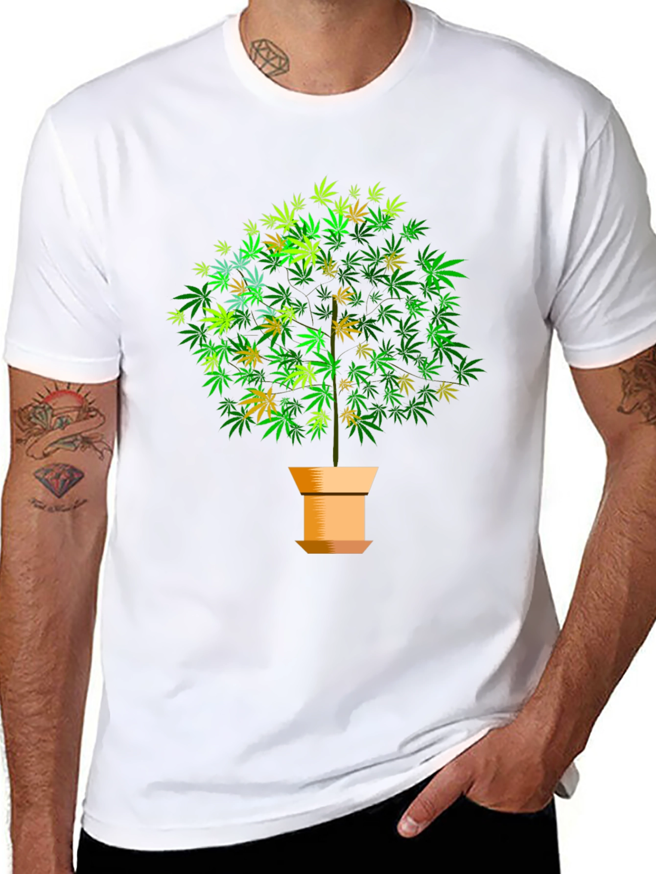 Marijuana Tree Graphic Black T-Shirt