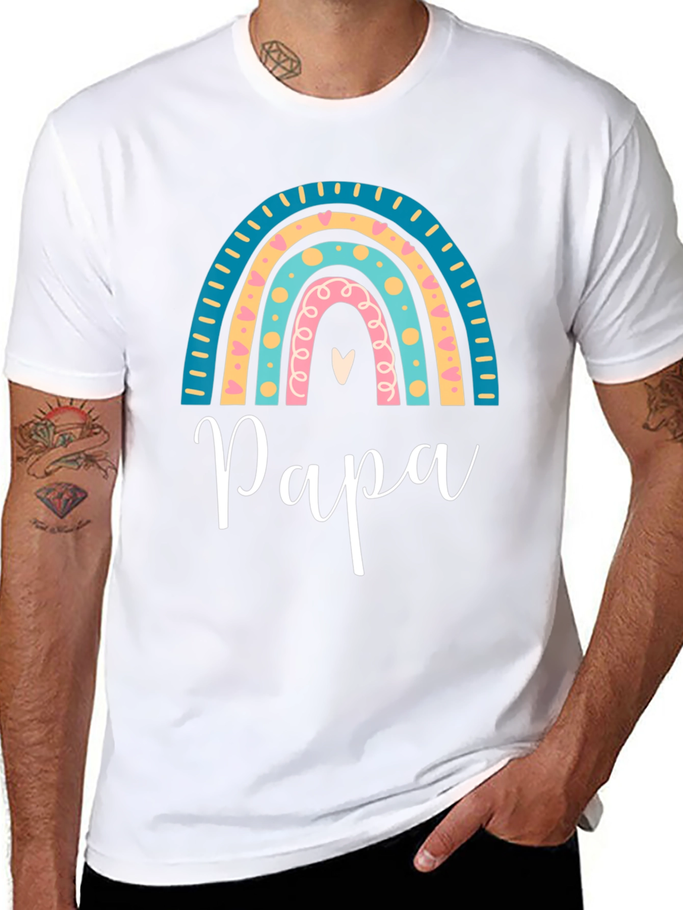 Papa Rainbow Graphic Tee - Fathers Day Gift