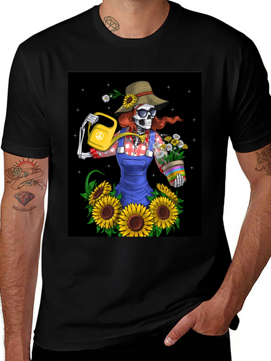 Skeleton Gardener Graphic T-Shirt