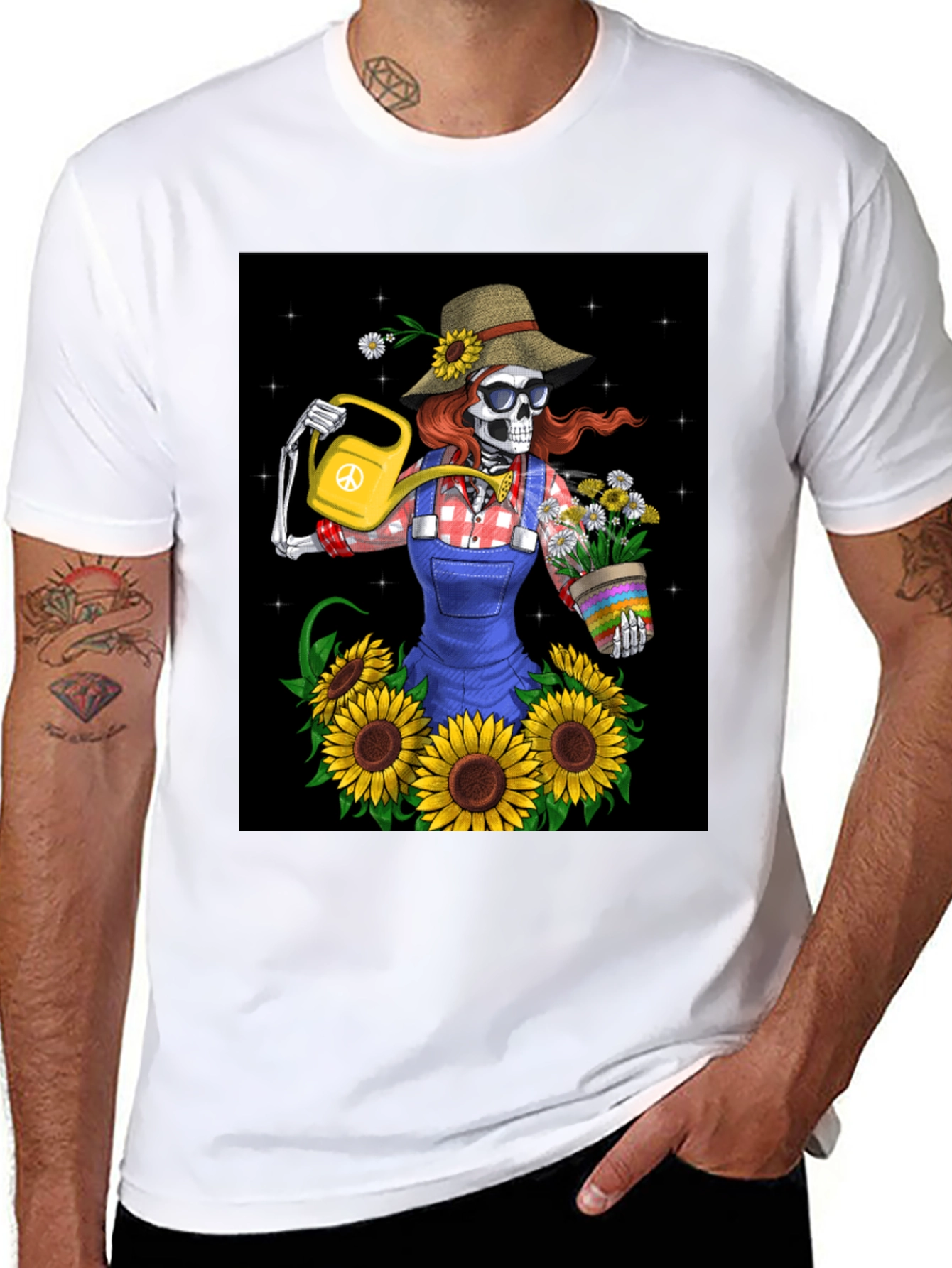 Skeleton Gardener Graphic T-Shirt