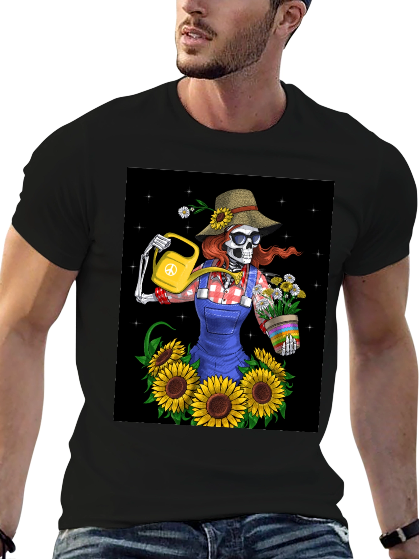 Skeleton Gardener Graphic T-Shirt