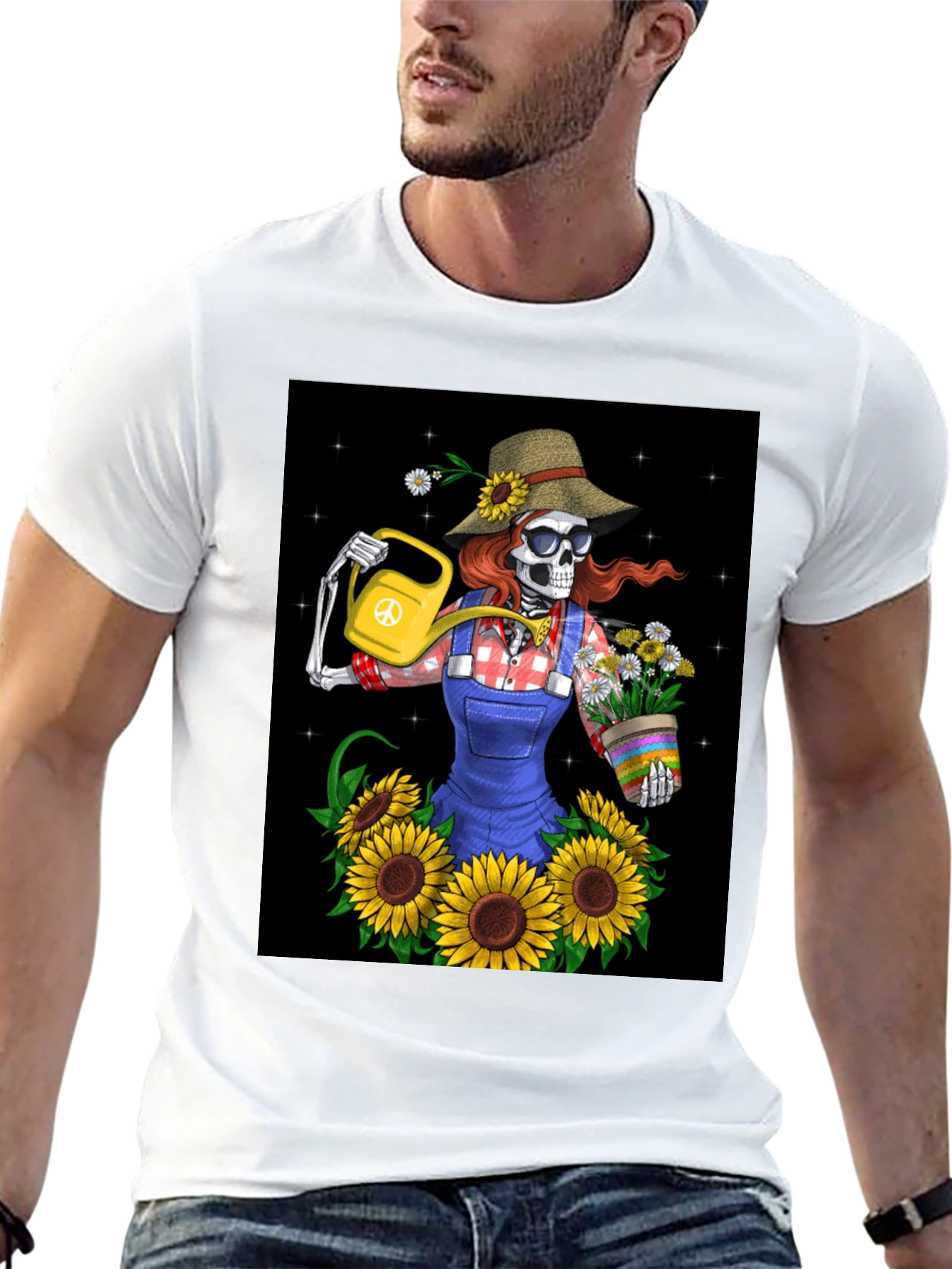 Skeleton Gardener Graphic T-Shirt
