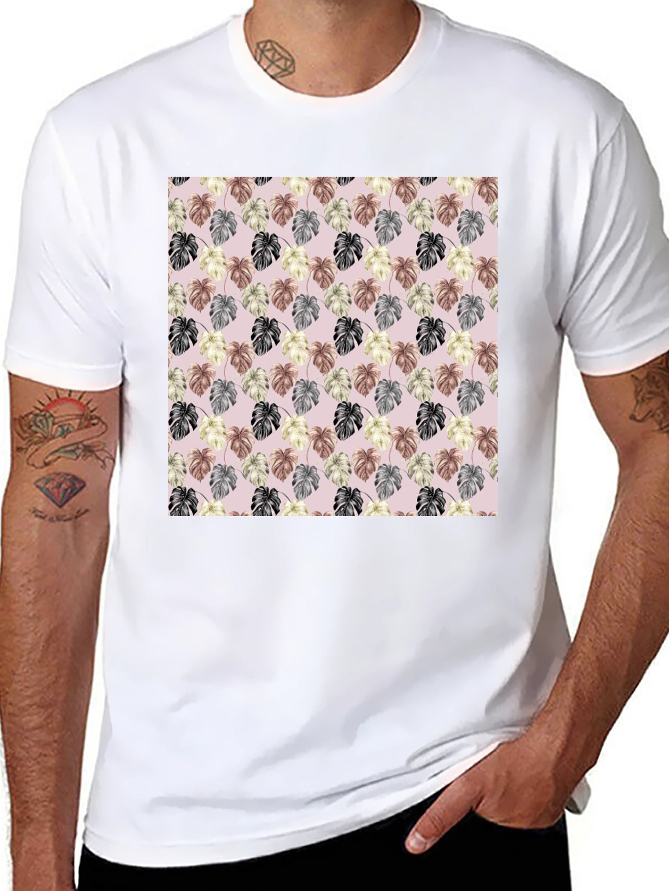 Tropical Leaf Print T-Shirt