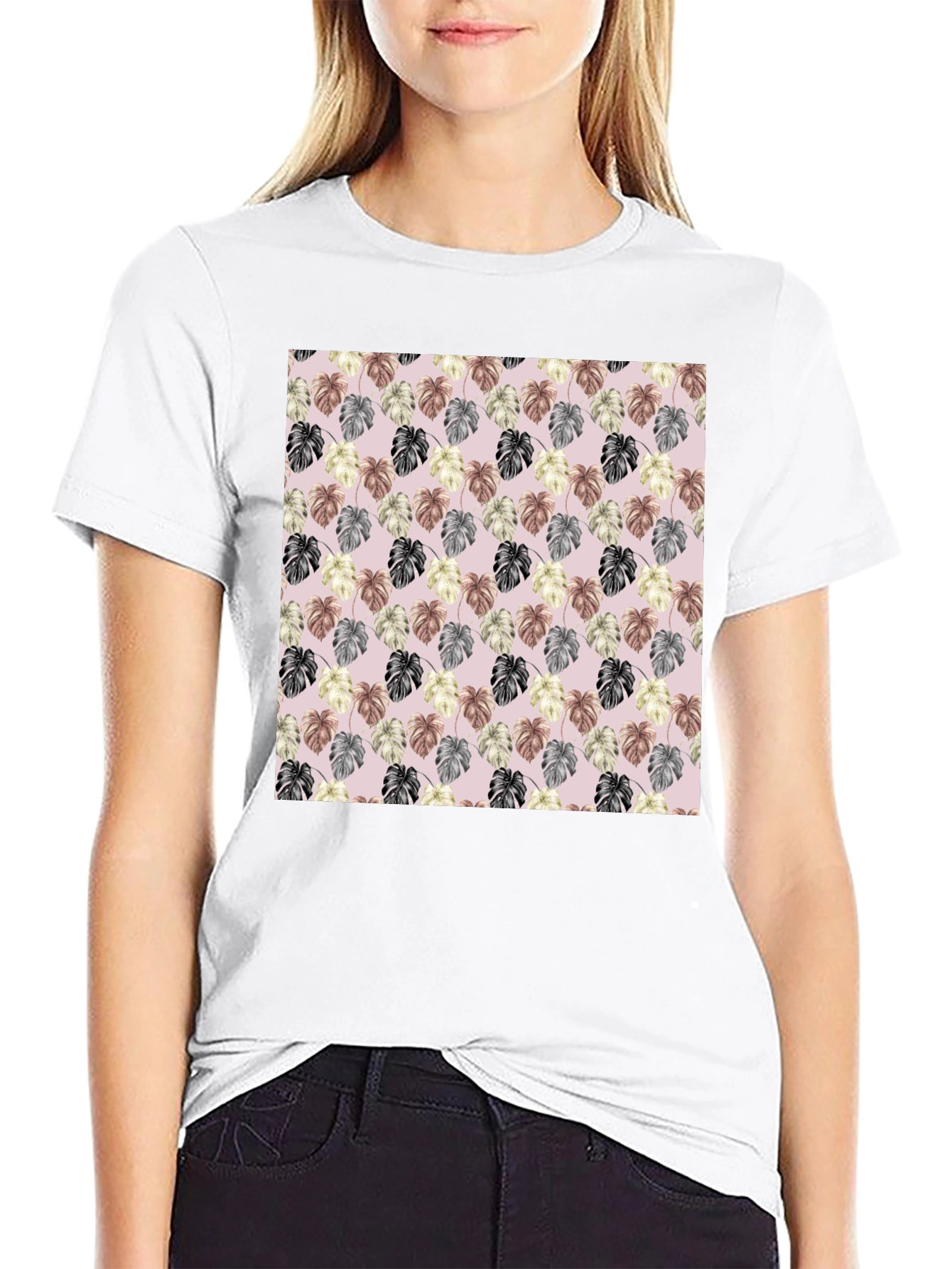 Tropical Leaf Print T-Shirt
