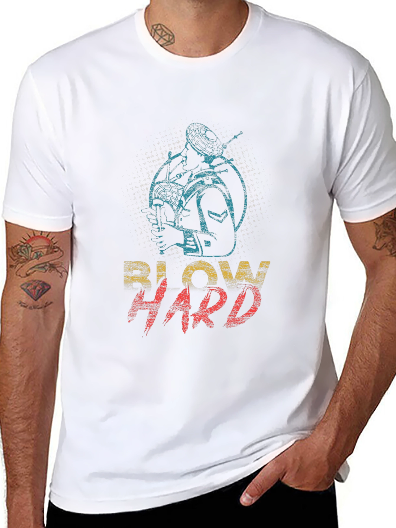 Blow Hard Bagpipe Graphic Tee - Novelty Musician T-Shirt
