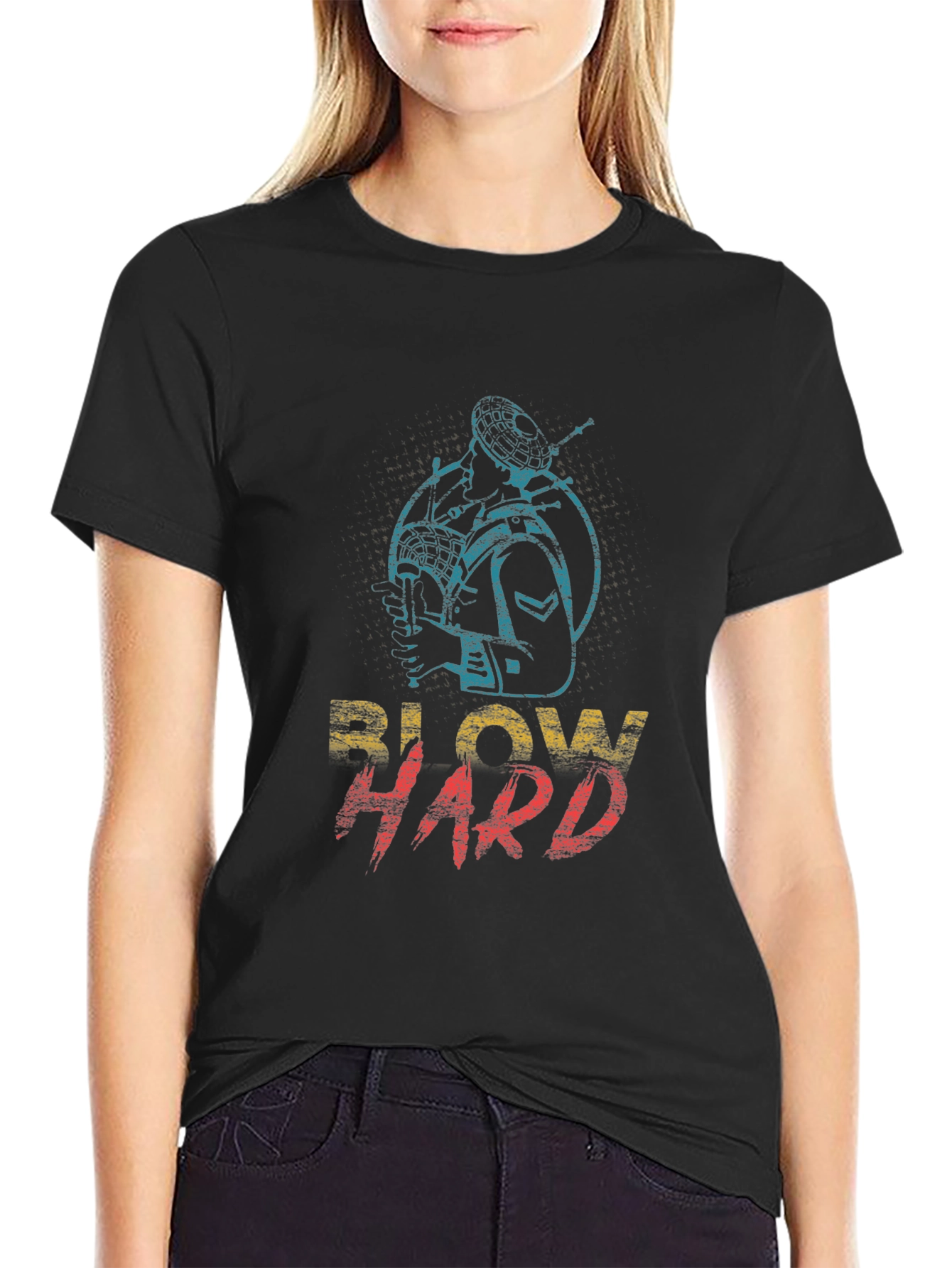 Blow Hard Bagpipe Graphic Tee - Novelty Musician T-Shirt