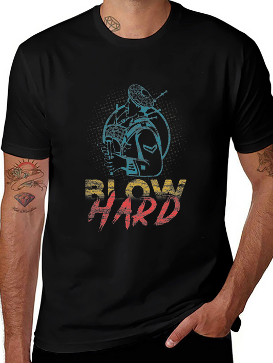 Blow Hard Bagpipe Graphic Tee - Novelty Musician T-Shirt
