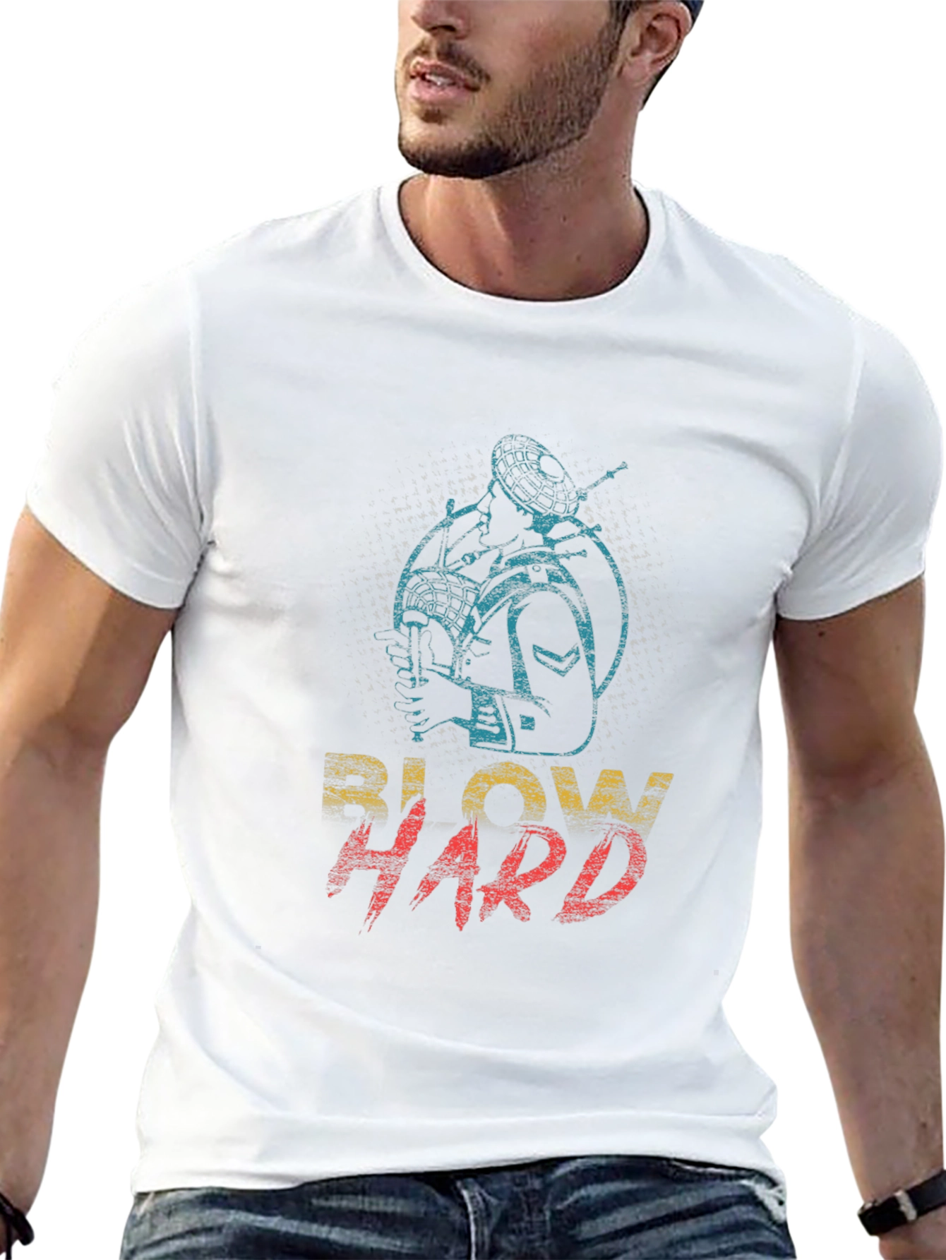 Blow Hard Bagpipe Graphic Tee - Novelty Musician T-Shirt