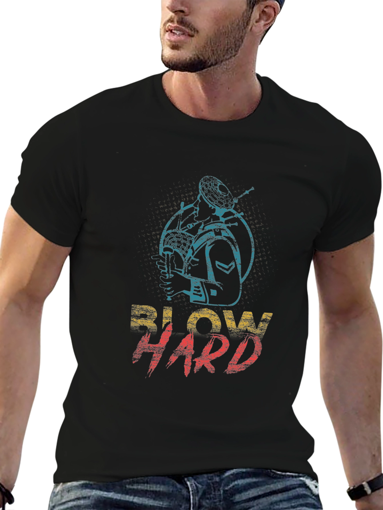 Blow Hard Bagpipe Graphic Tee - Novelty Musician T-Shirt