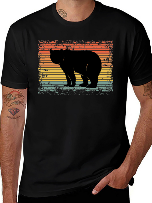 Retro Bear Silhouette Graphic T-Shirt