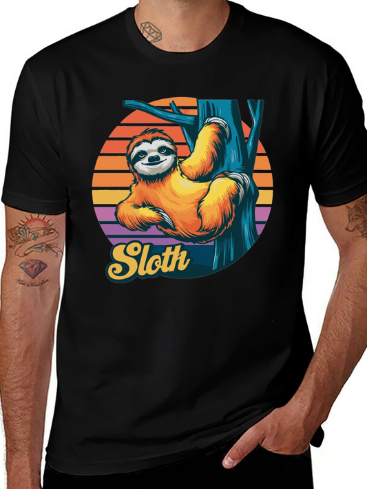 Sloth Graphic Tee - Relaxed Retro Style Shirt