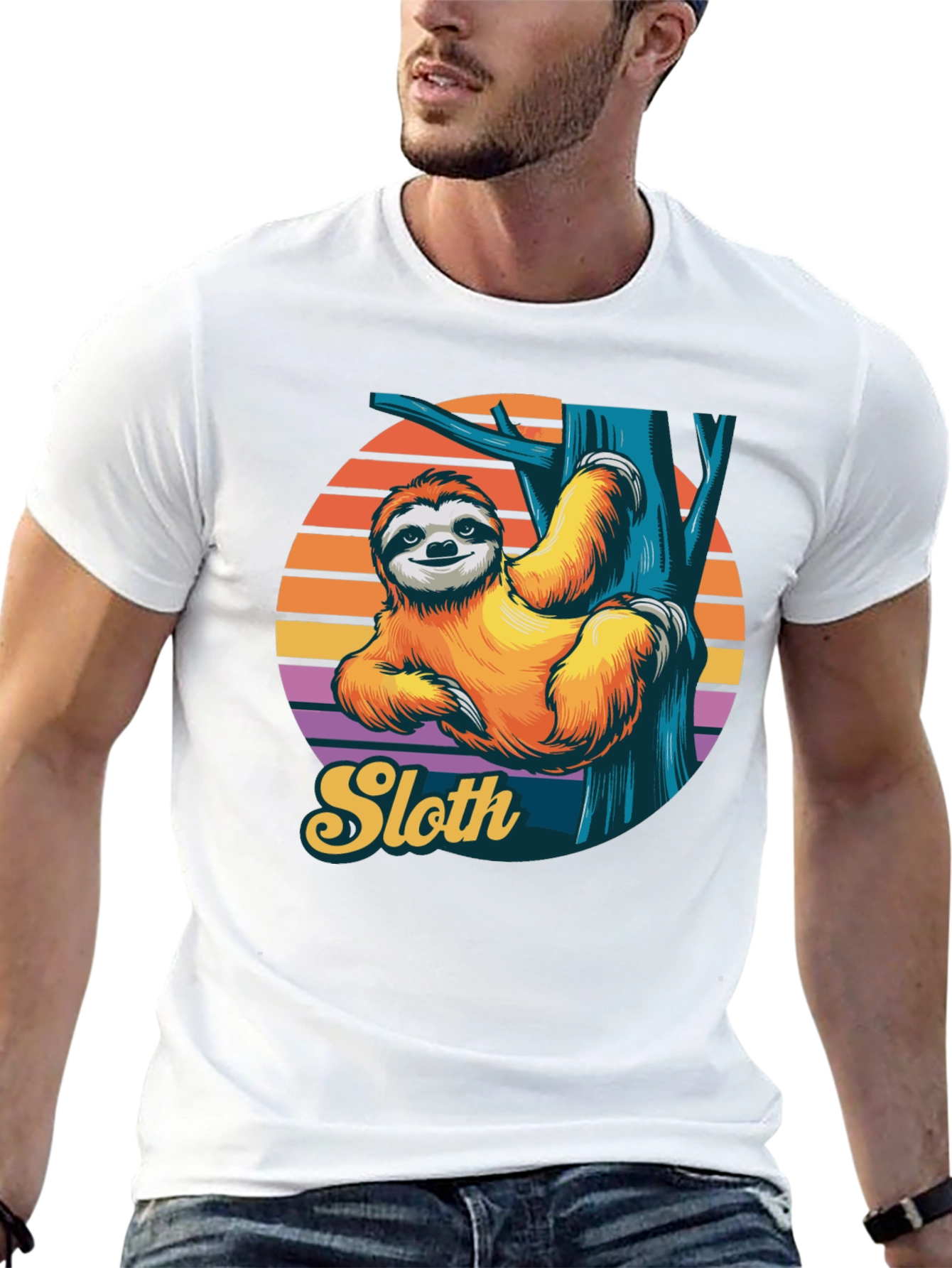 Sloth Graphic Tee - Relaxed Retro Style Shirt