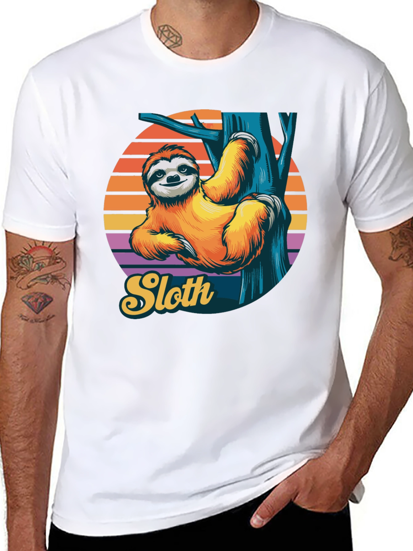 Sloth Graphic Tee - Relaxed Retro Style Shirt