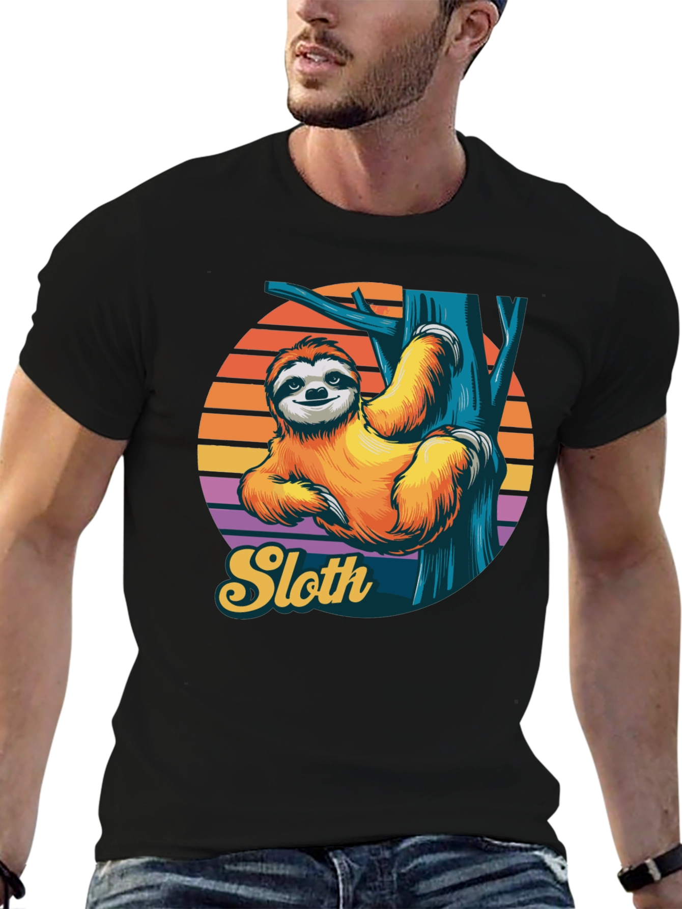 Sloth Graphic Tee - Relaxed Retro Style Shirt