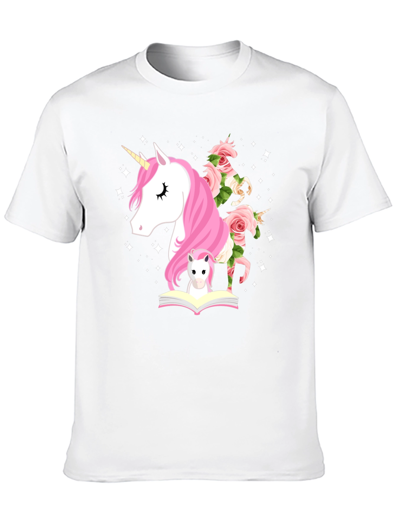 Unicorn & Flowers Graphic Black Tee