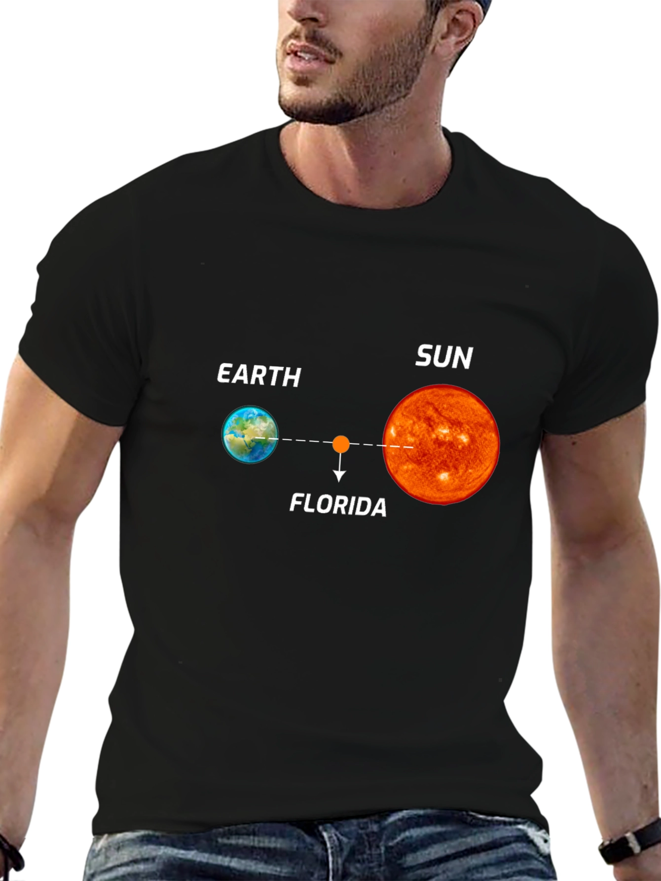 Earth Florida Sun Graphic Black T-Shirt