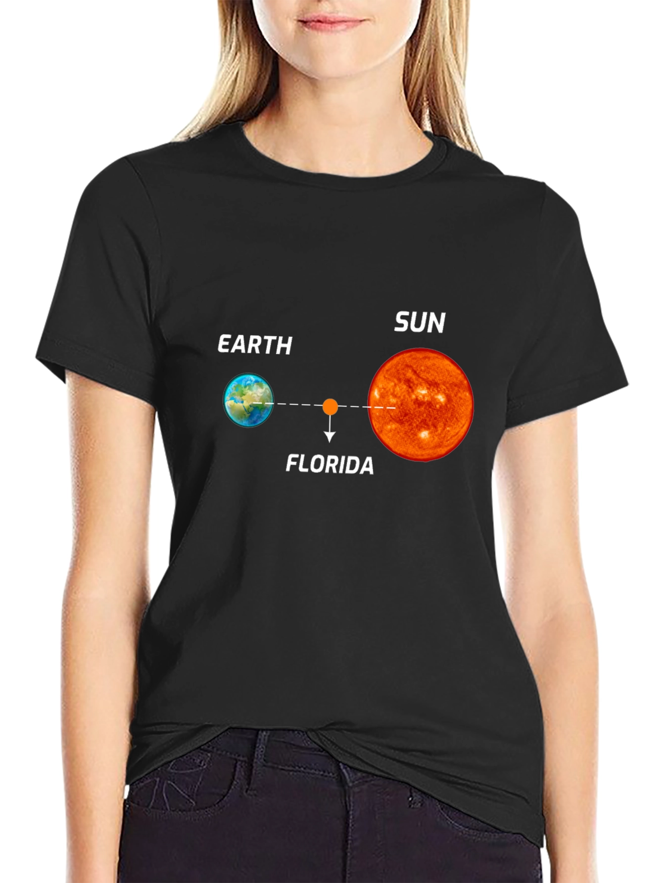 Earth Florida Sun Graphic Black T-Shirt