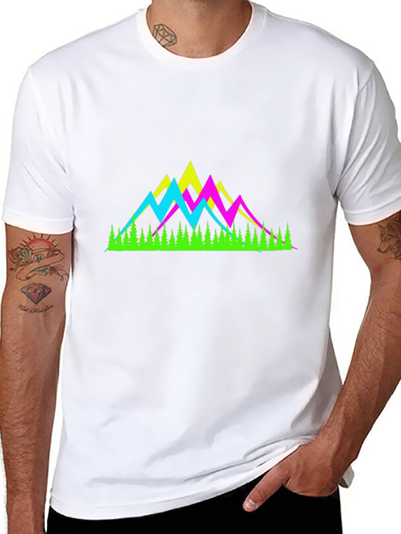 Neon Mountain Graphic Tee - Black T-Shirt