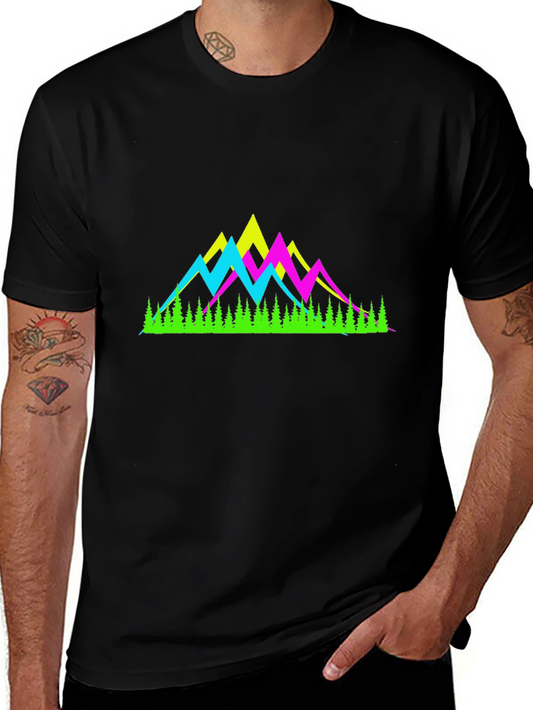 Neon Mountain Graphic Tee - Black T-Shirt