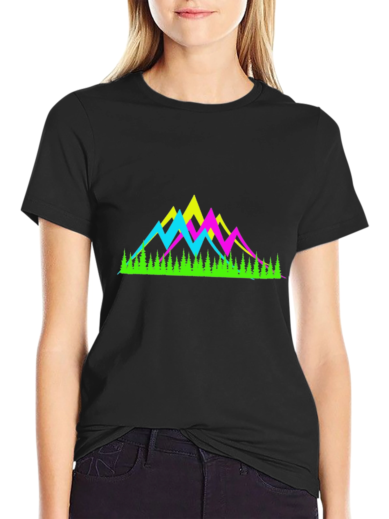 Neon Mountain Graphic Tee - Black T-Shirt