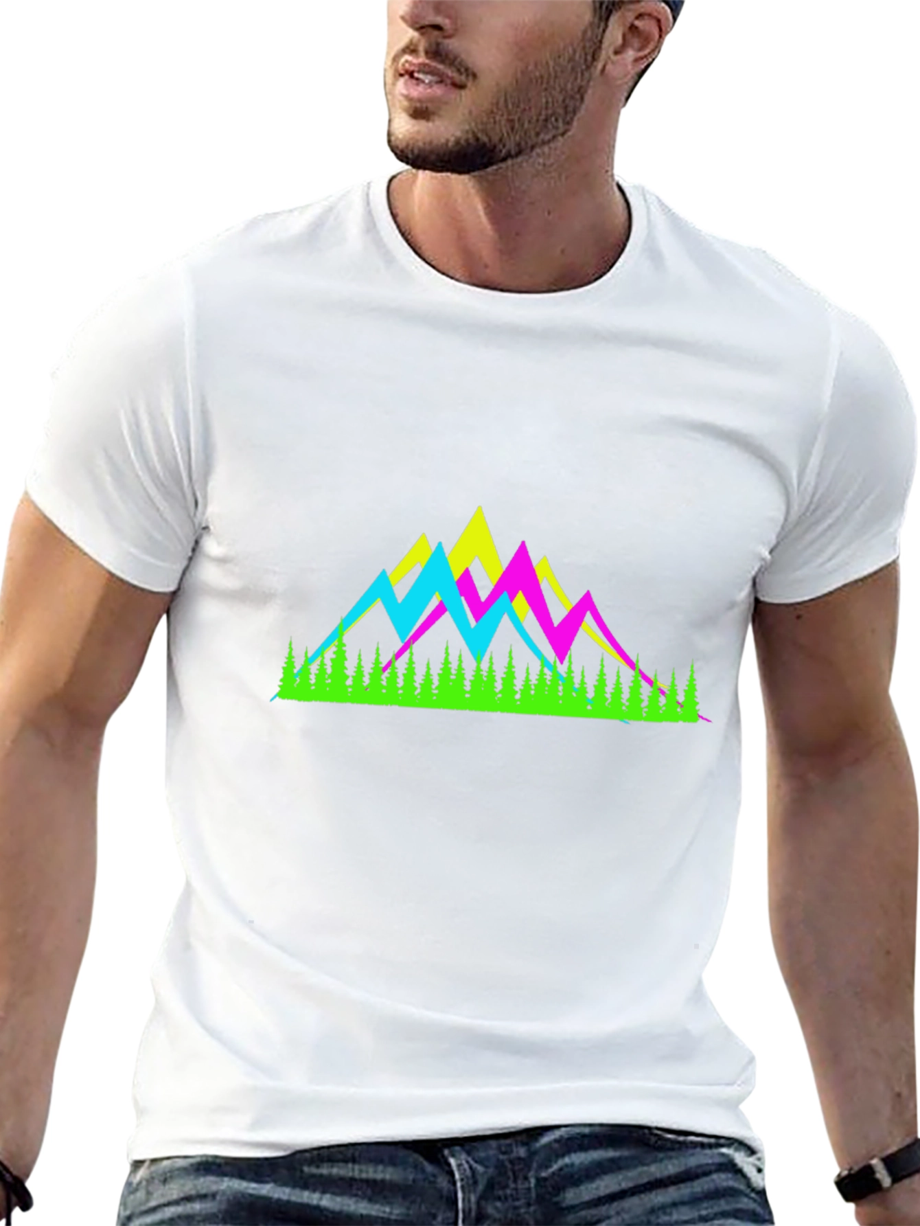 Neon Mountain Graphic Tee - Black T-Shirt