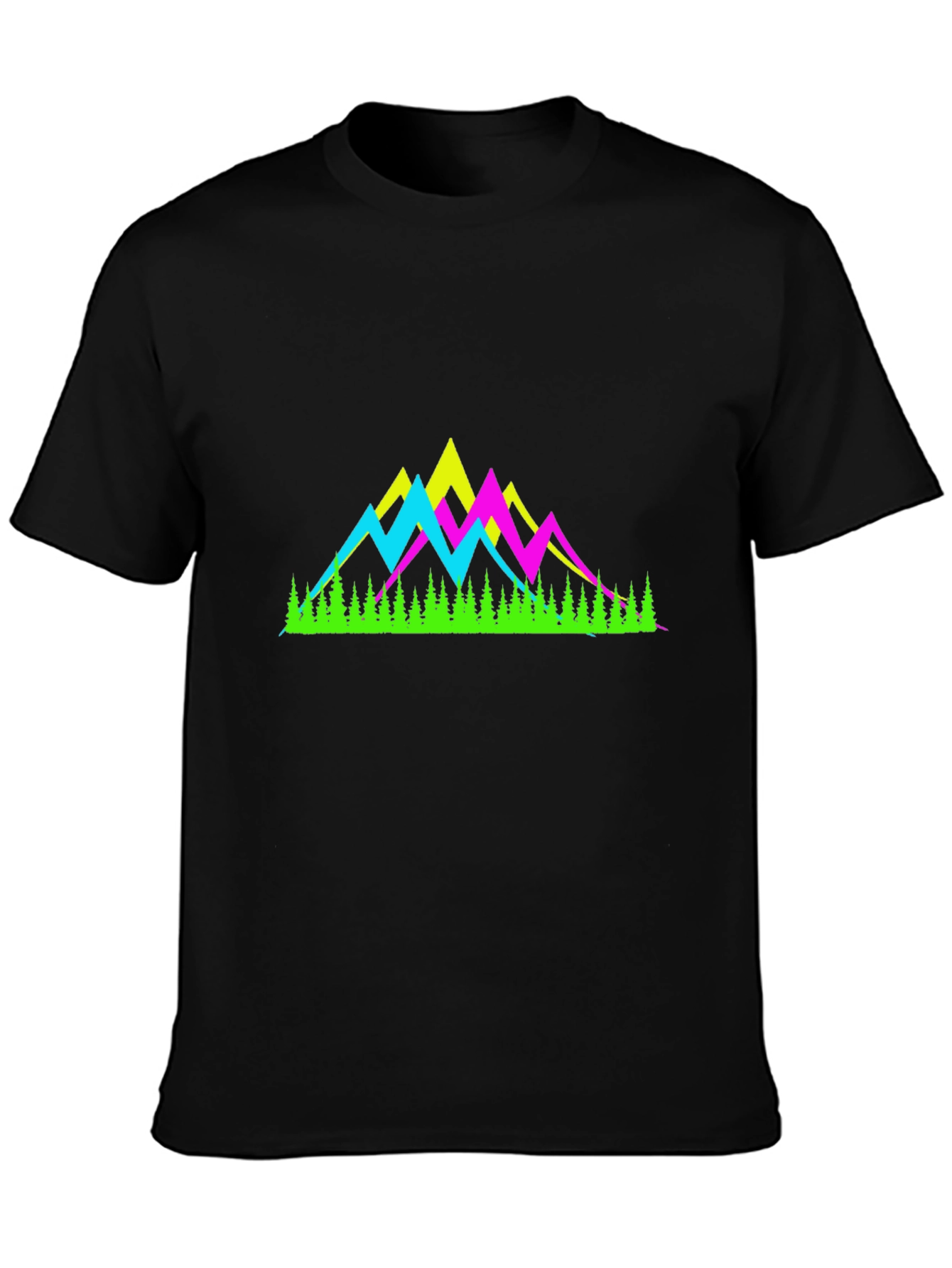 Neon Mountain Graphic Tee - Black T-Shirt