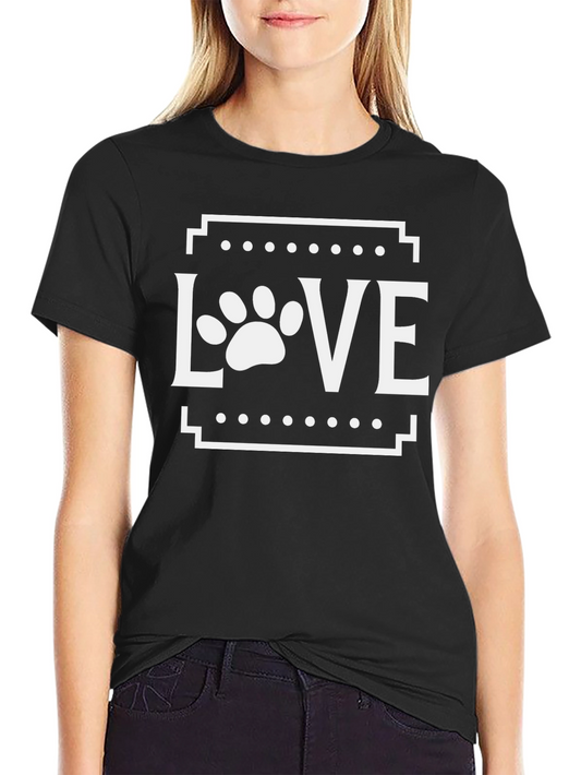 Love Paw Print Graphic Tee - Black