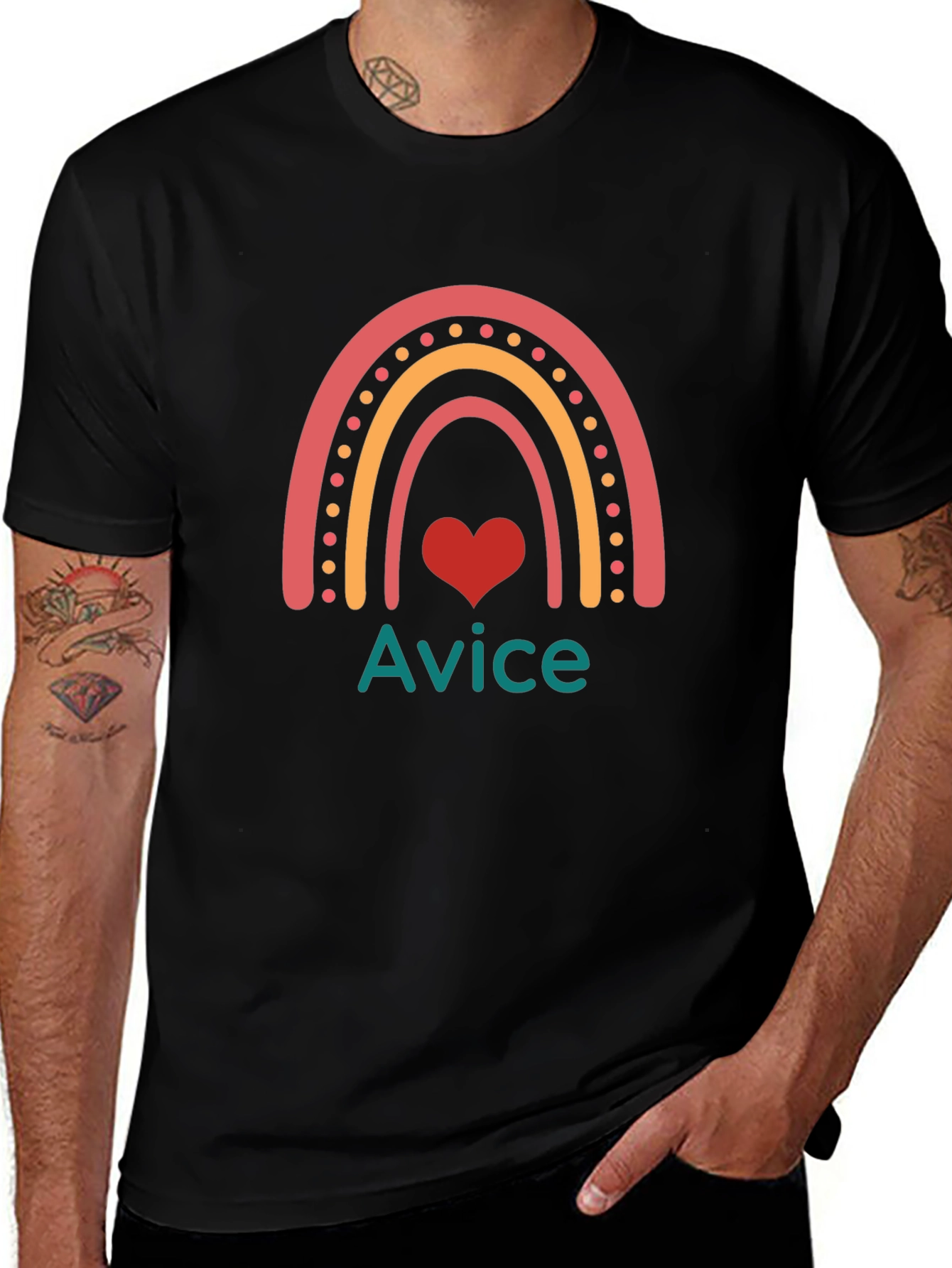 Cute Rainbow Heart Tee - Avice Personalized T-Shirt