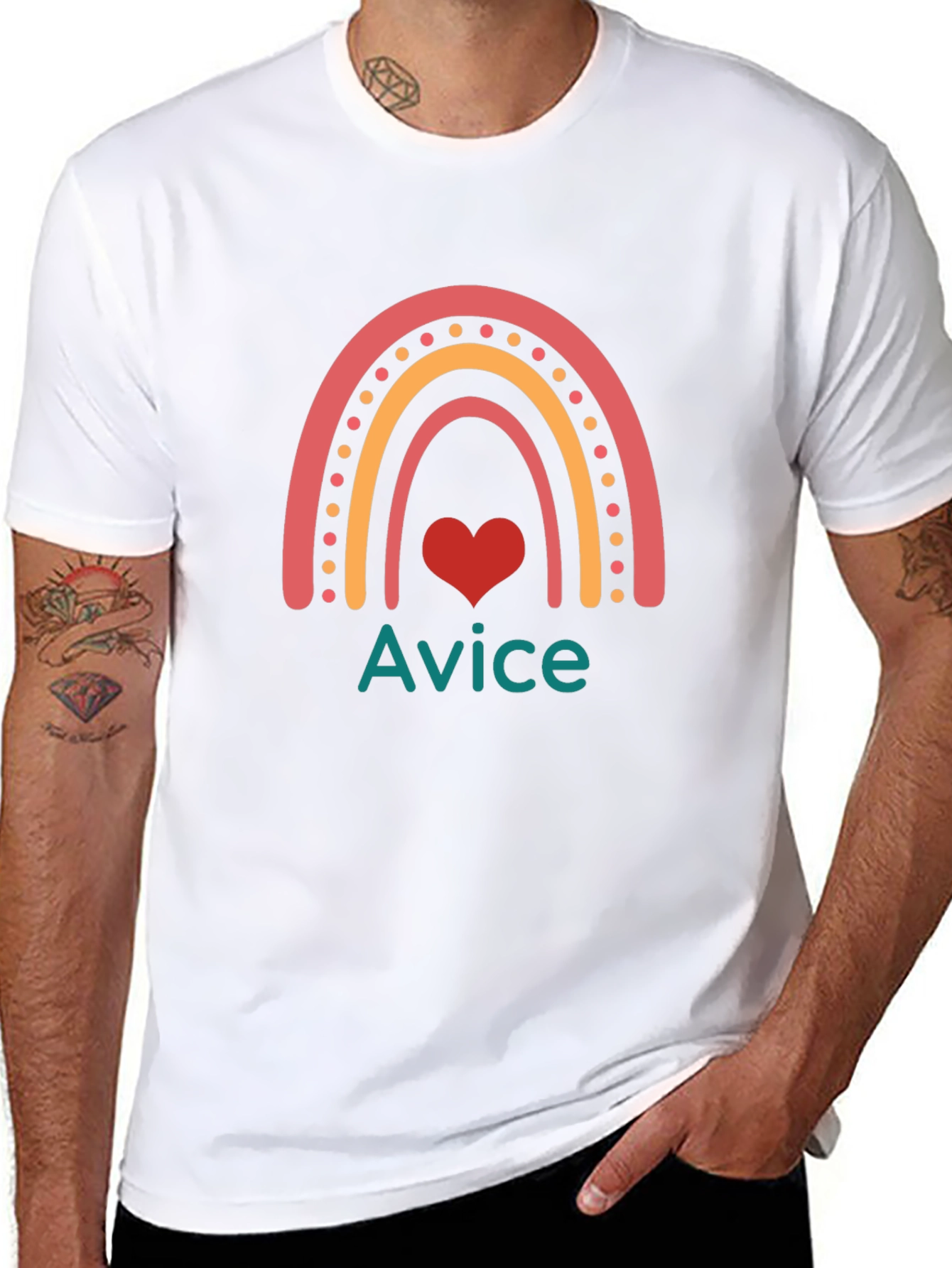 Cute Rainbow Heart Tee - Avice Personalized T-Shirt