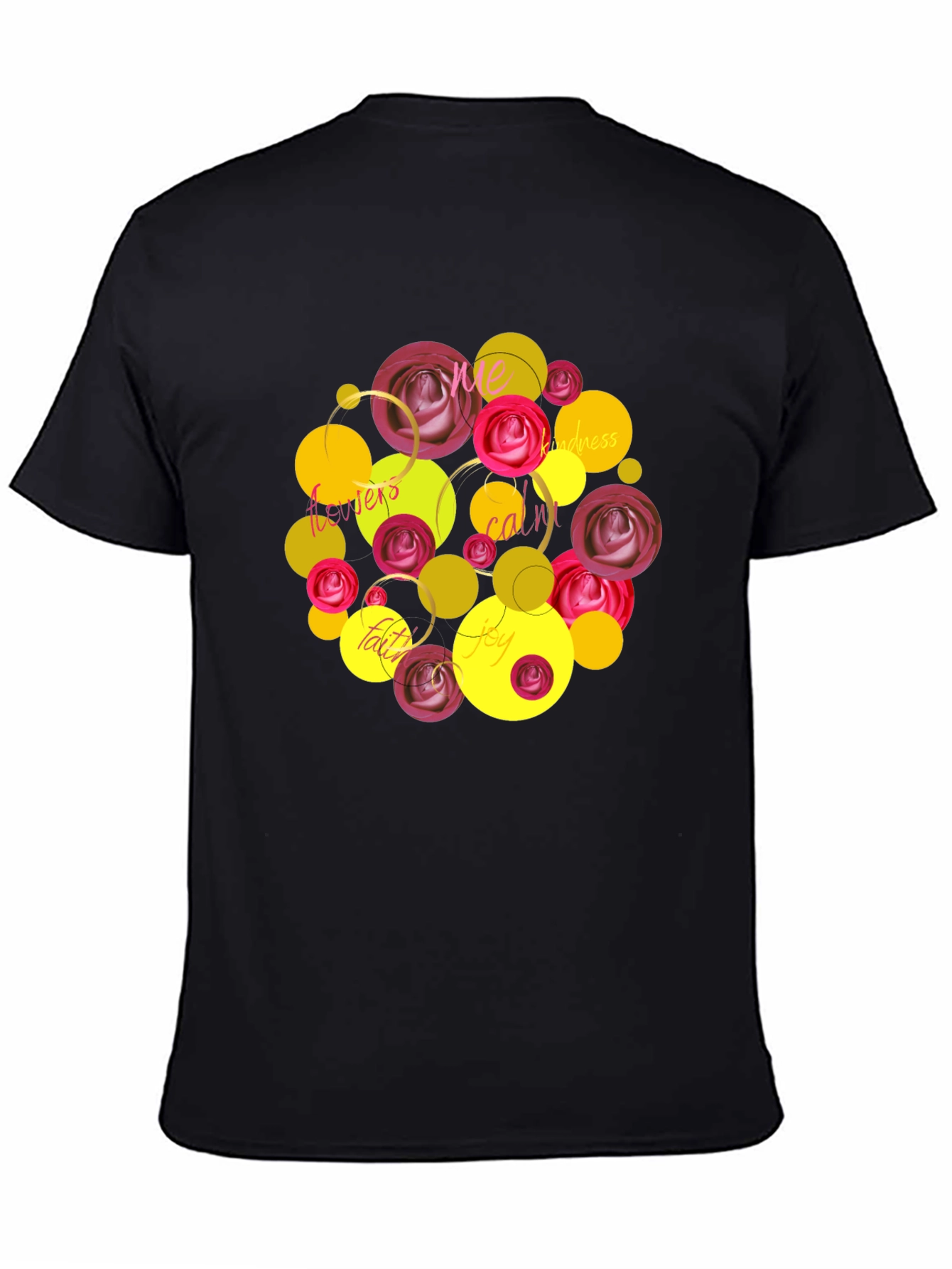 Floral Word Art T-Shirt - Positive Vibes