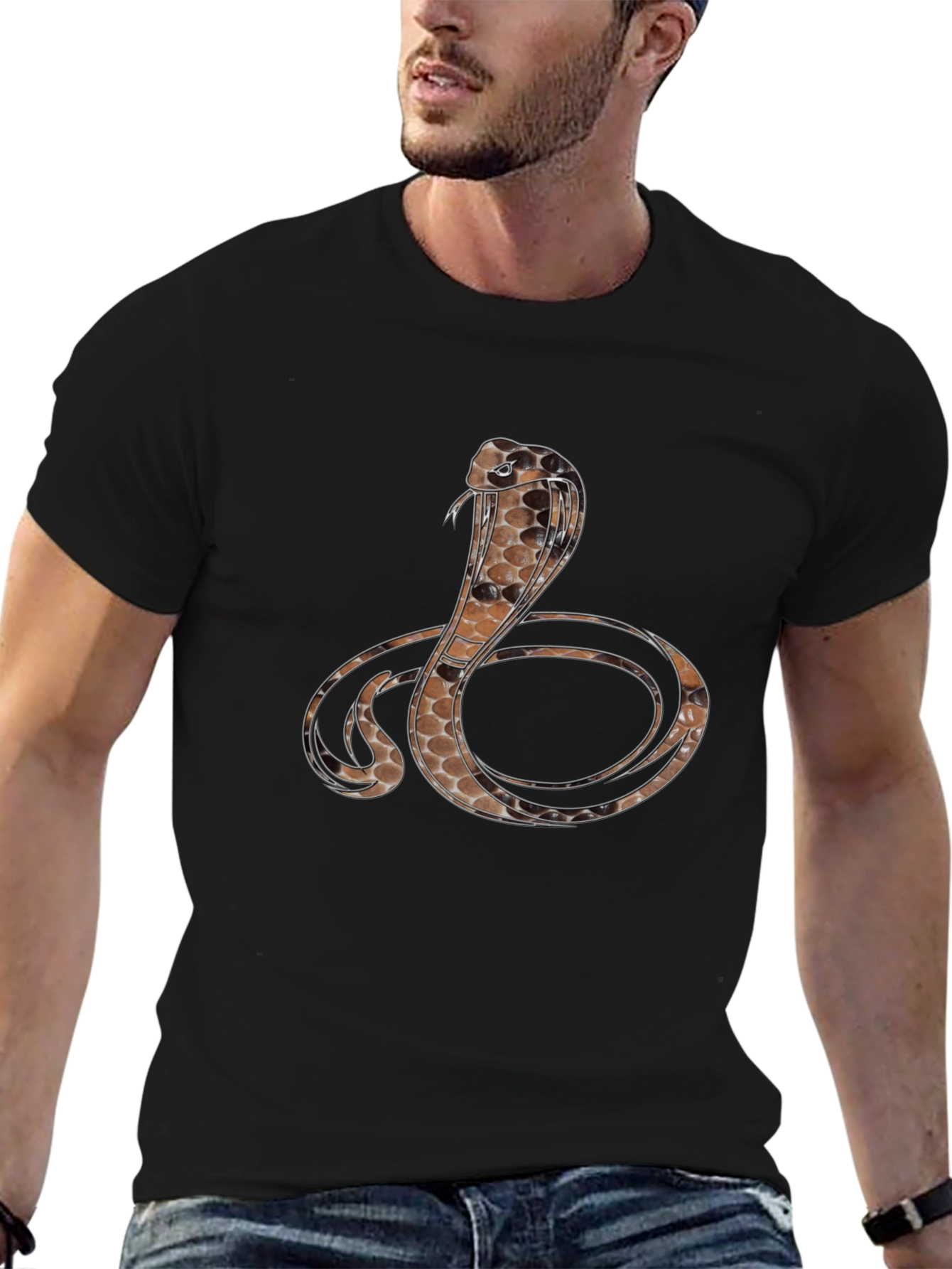 Cobra Graphic Print T-Shirt - Mens Black Tee