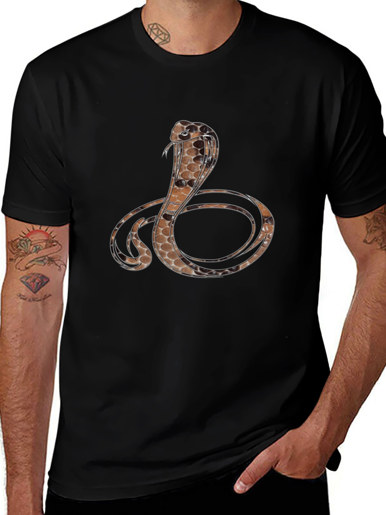 Cobra Graphic Print T-Shirt - Mens Black Tee