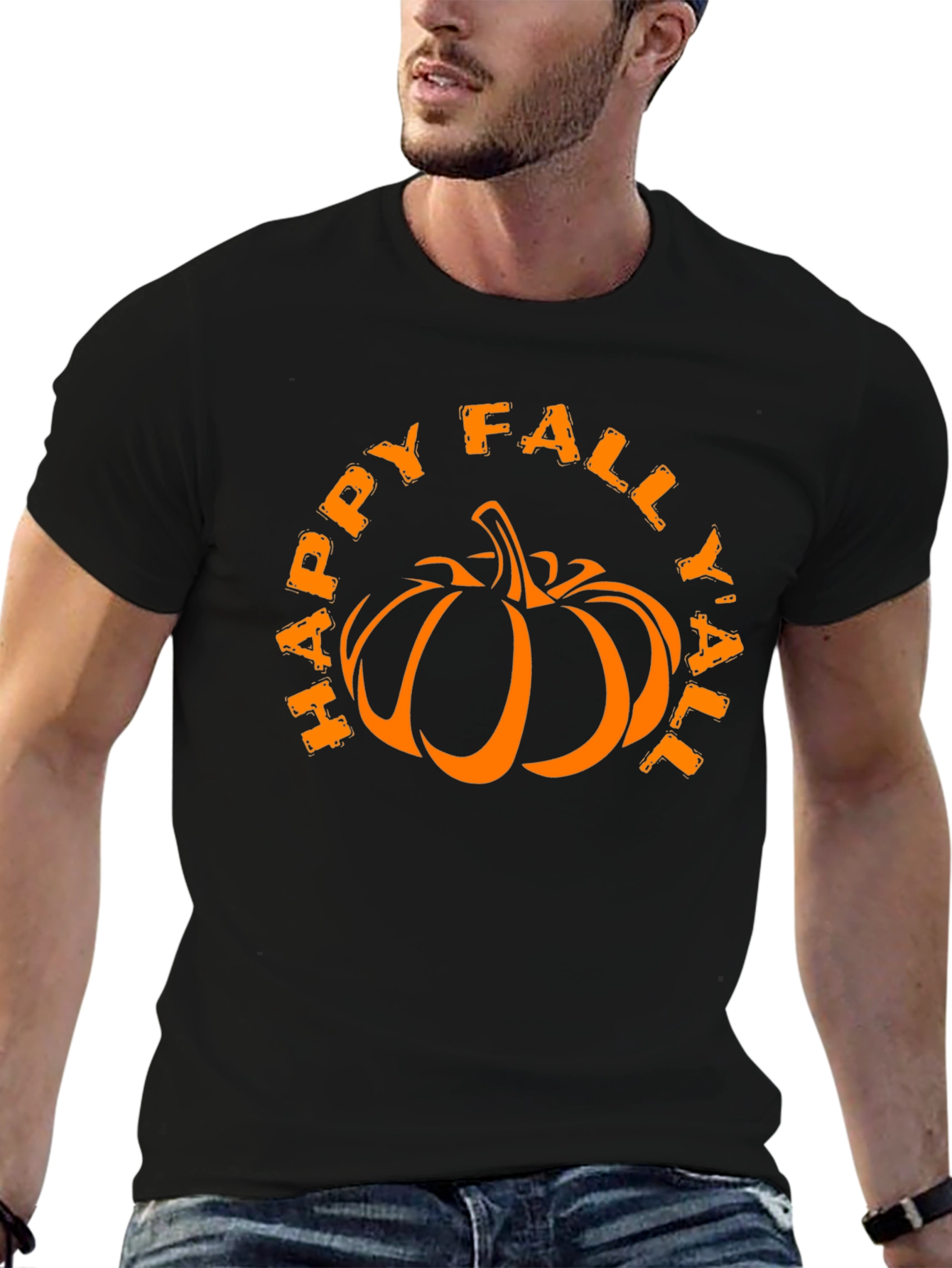 Happy Fall Yall Pumpkin Graphic T-Shirt