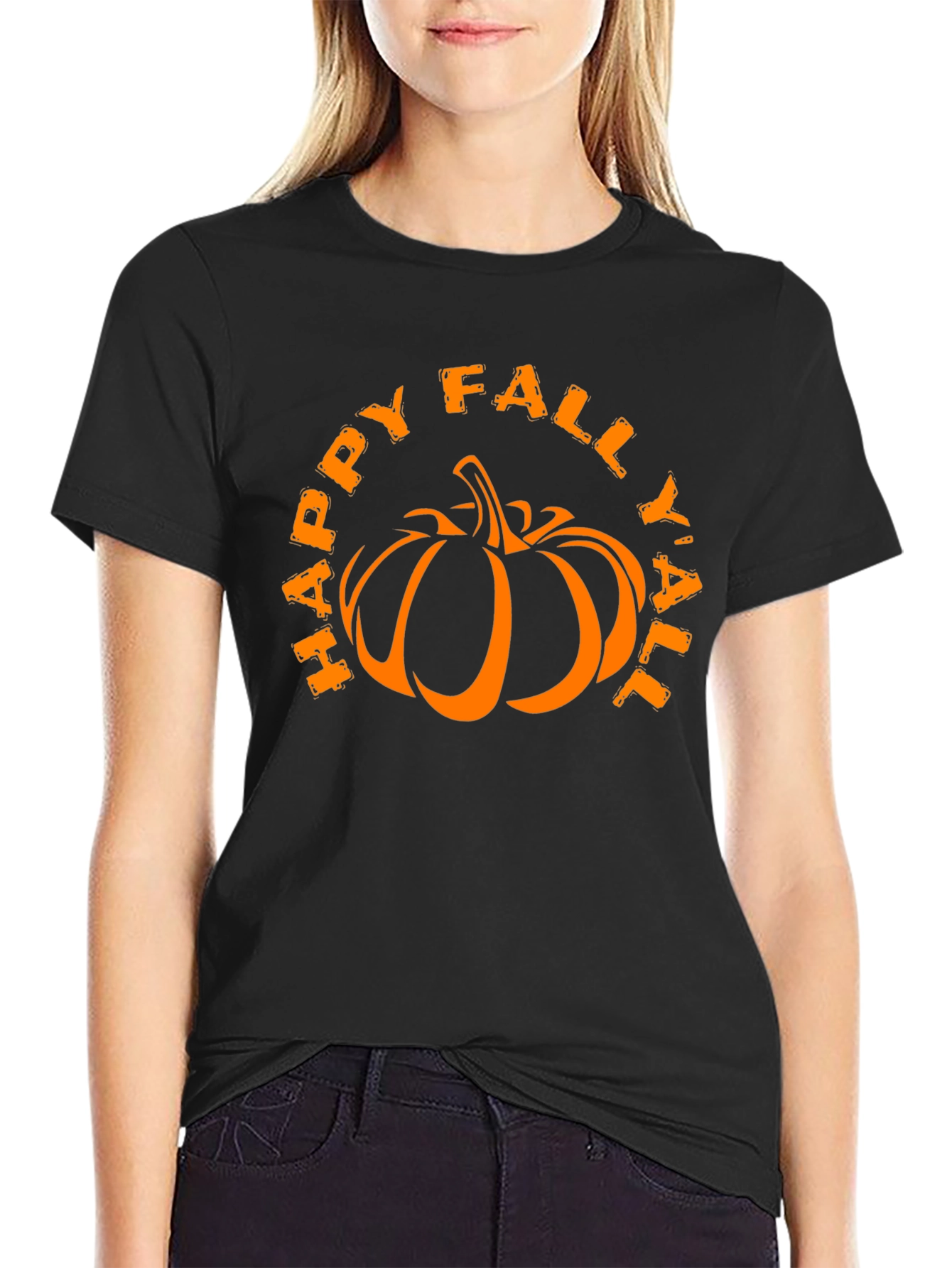 Happy Fall Yall Pumpkin Graphic T-Shirt