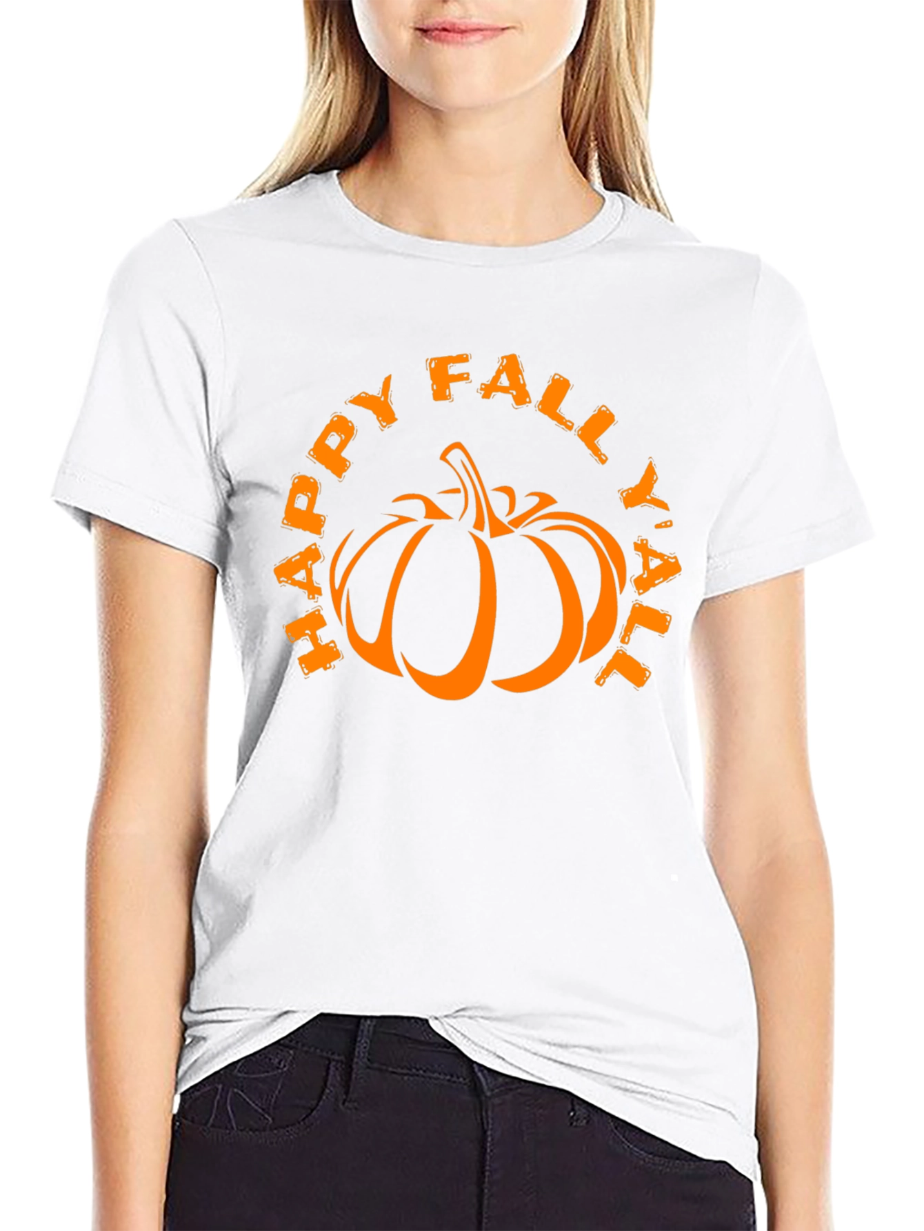 Happy Fall Yall Pumpkin Graphic T-Shirt
