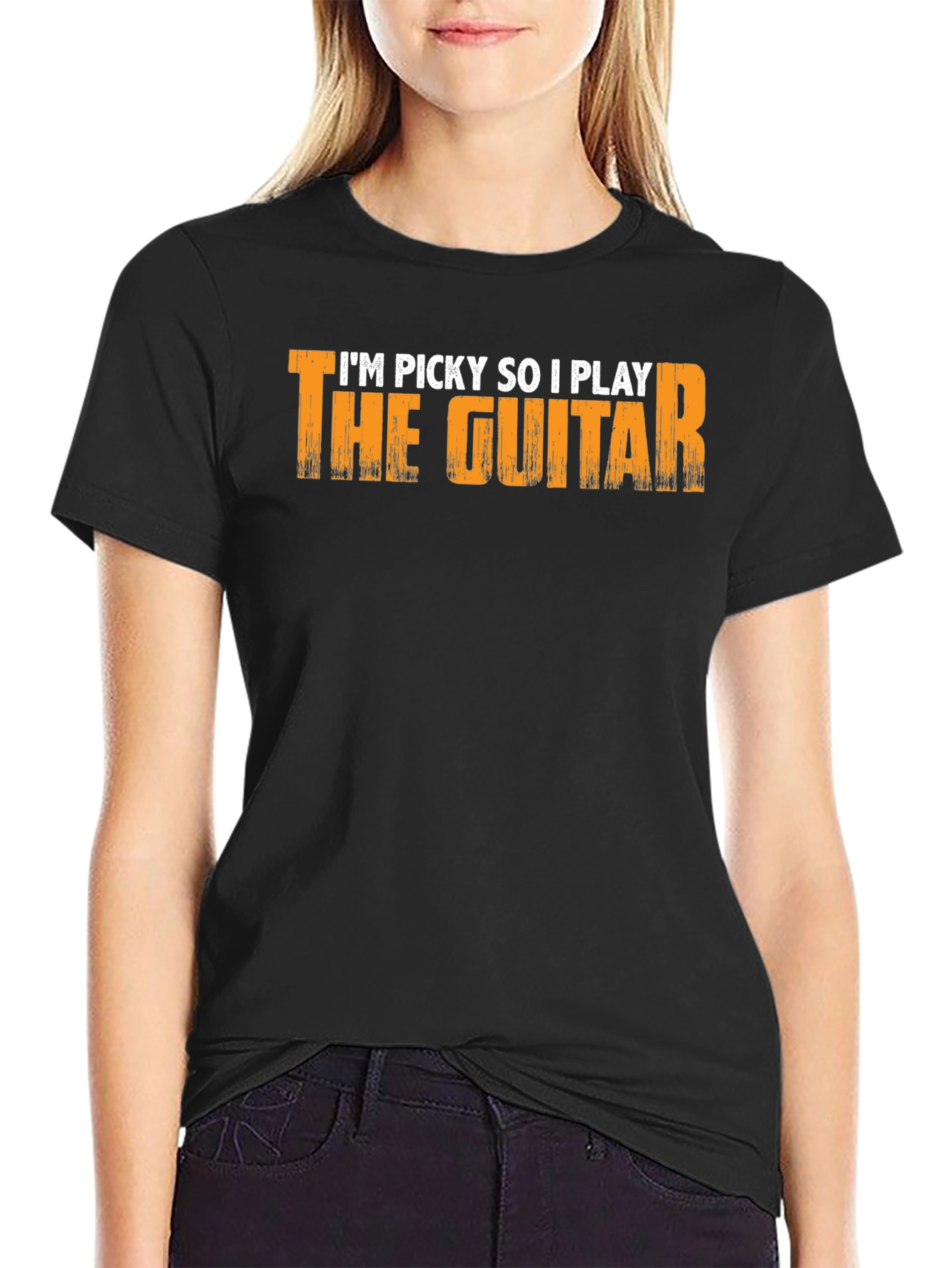 Picky Guitar Player Graphic Tee - Black Cotton T-Shirt