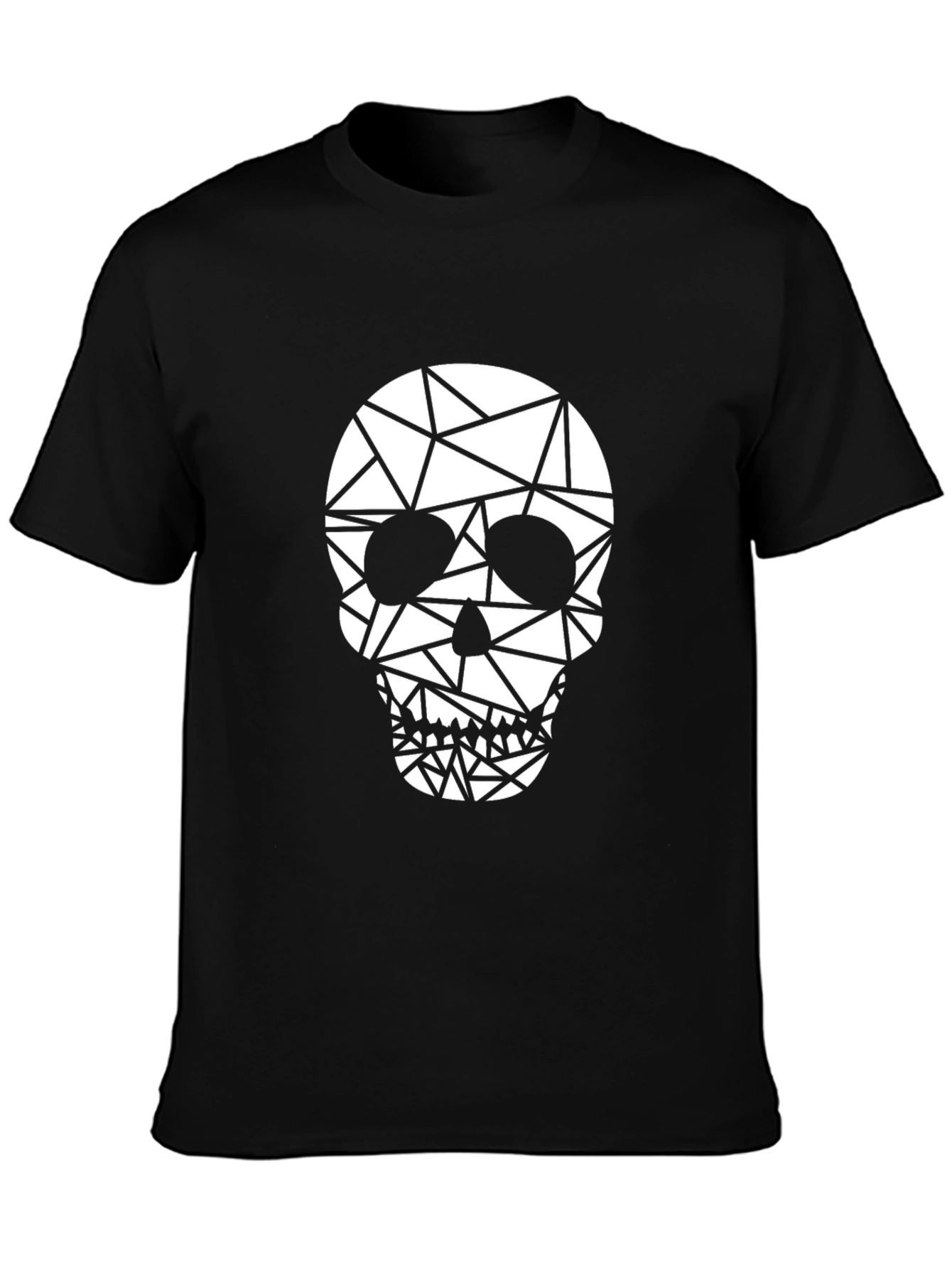 Geometric Skull Graphic Tee - Trendy Black T-Shirt