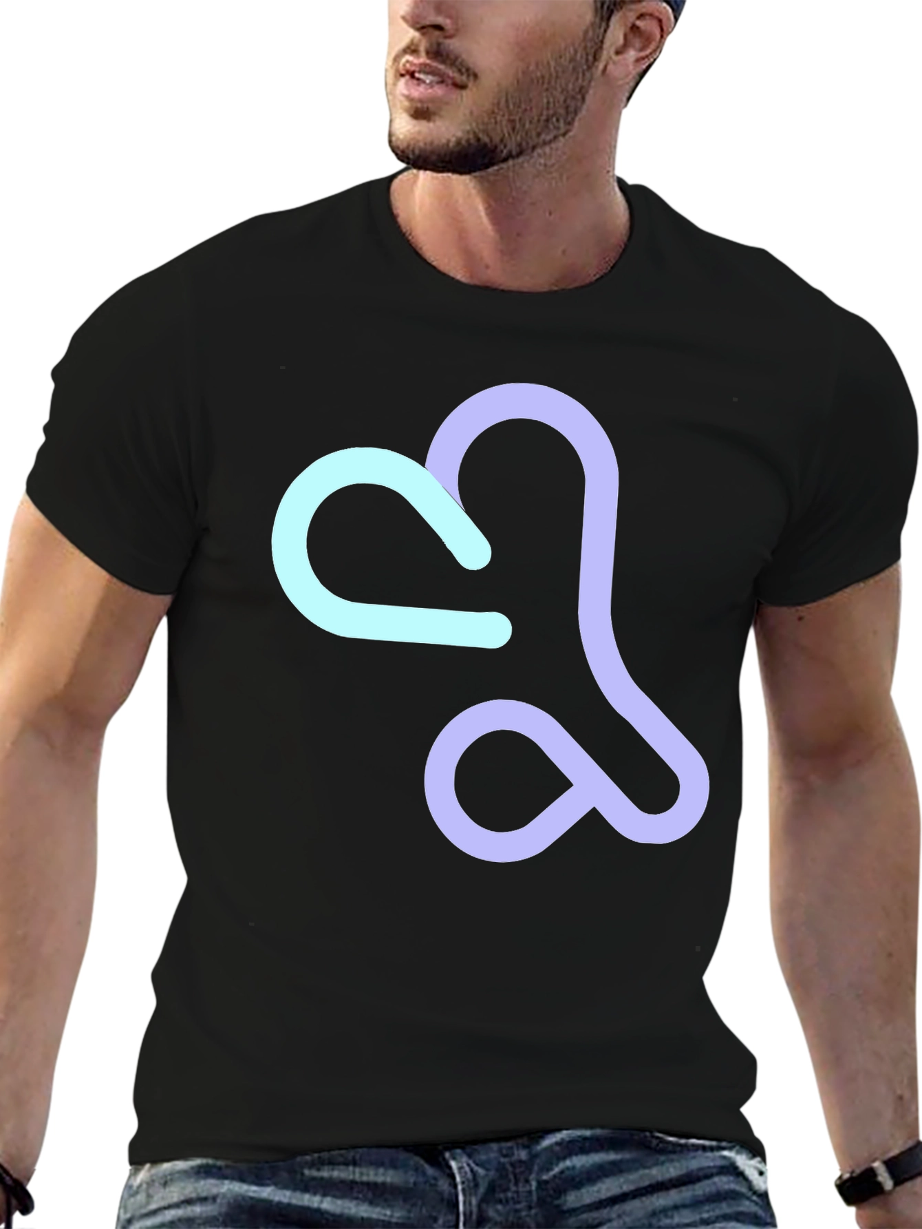 Abstract Heart T-Shirt - Casual Black Tee