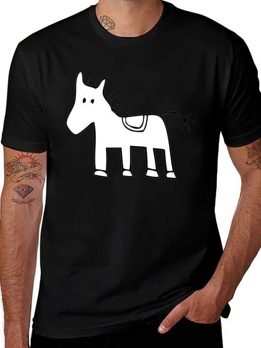 Cartoon Horse Graphic Tee - Mens Black T-Shirt