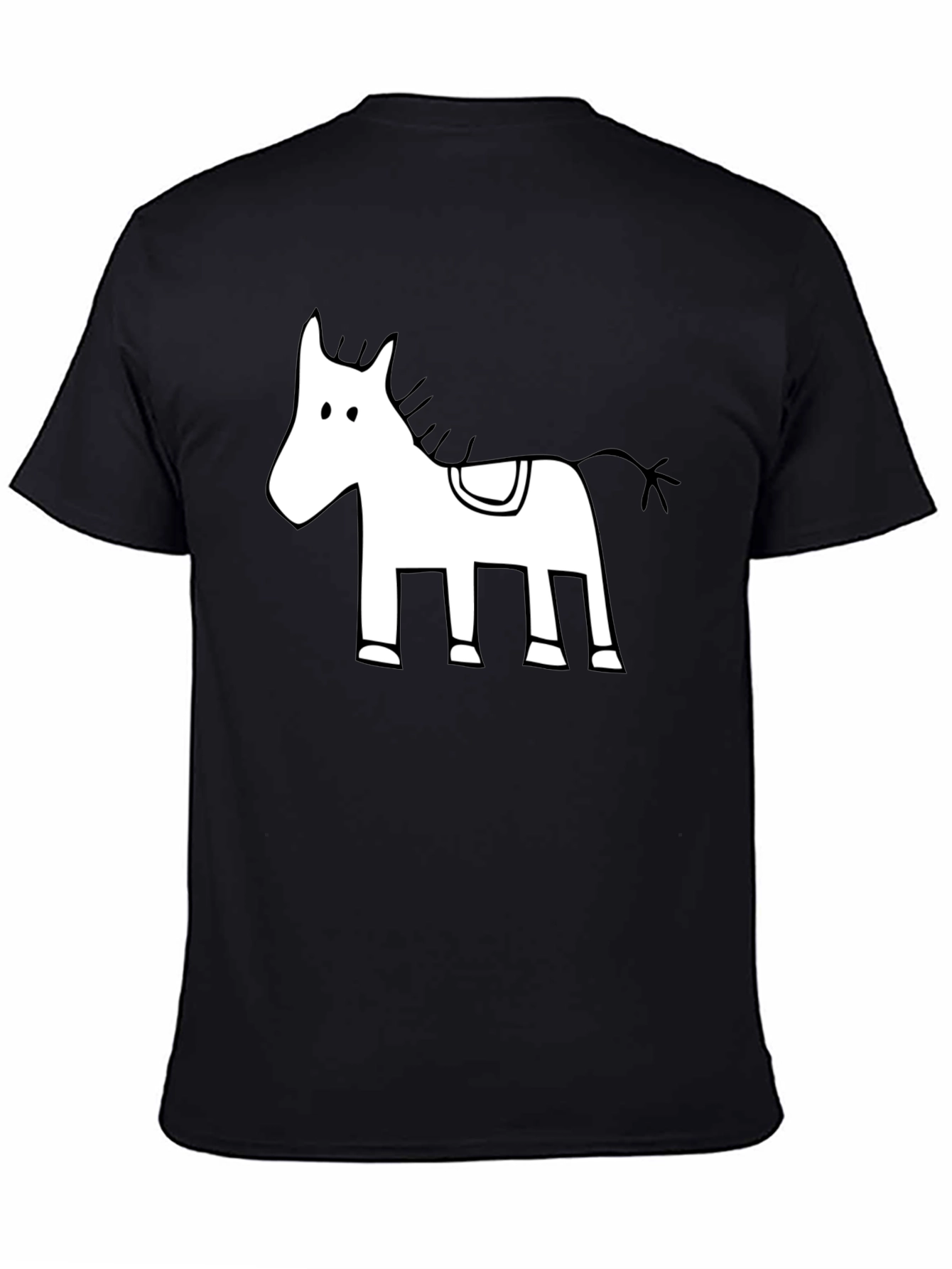 Cartoon Horse Graphic Tee - Mens Black T-Shirt