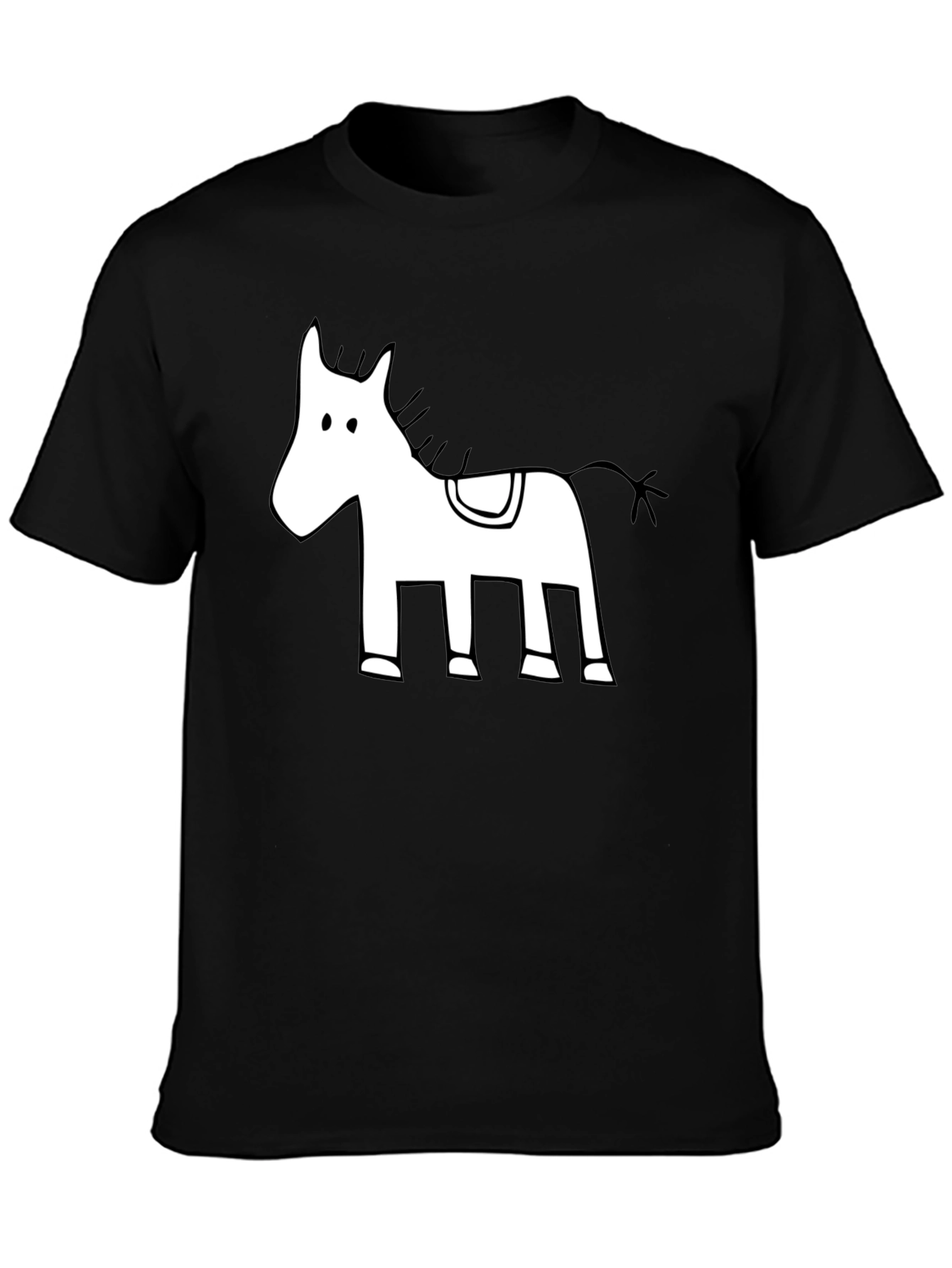 Cartoon Horse Graphic Tee - Mens Black T-Shirt