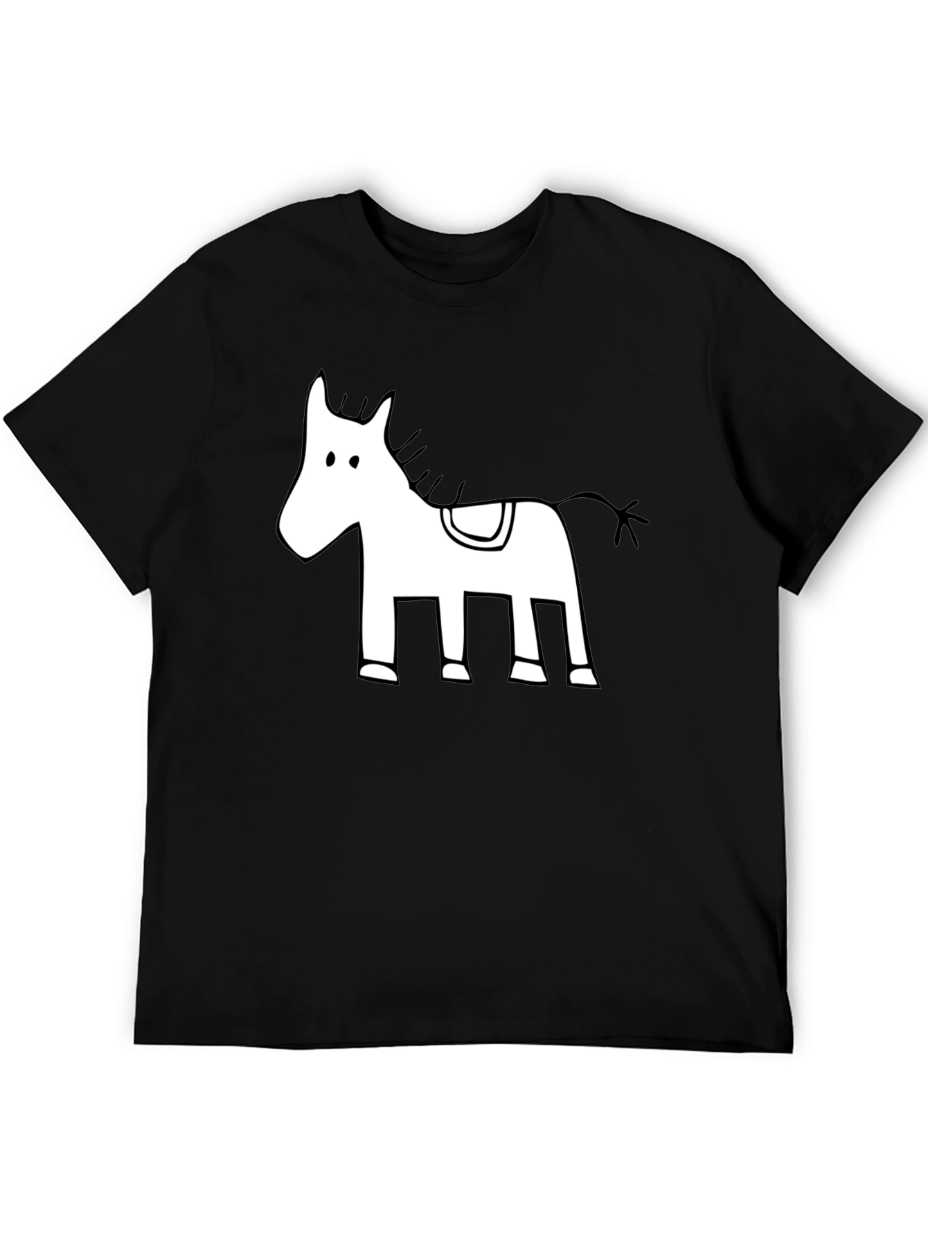 Cartoon Horse Graphic Tee - Mens Black T-Shirt