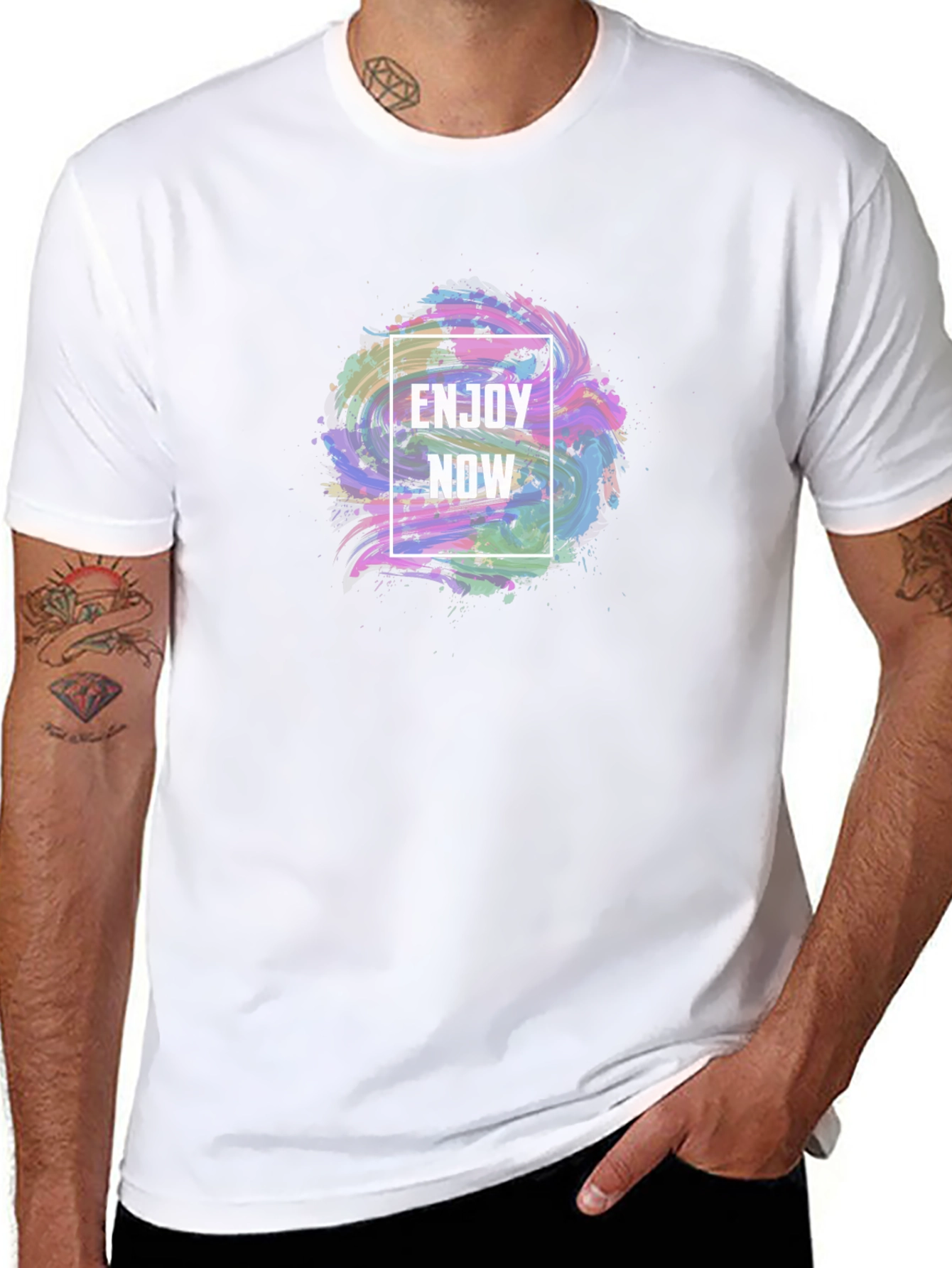 Enjoy Now Graphic Tee - Black Cotton T-Shirt