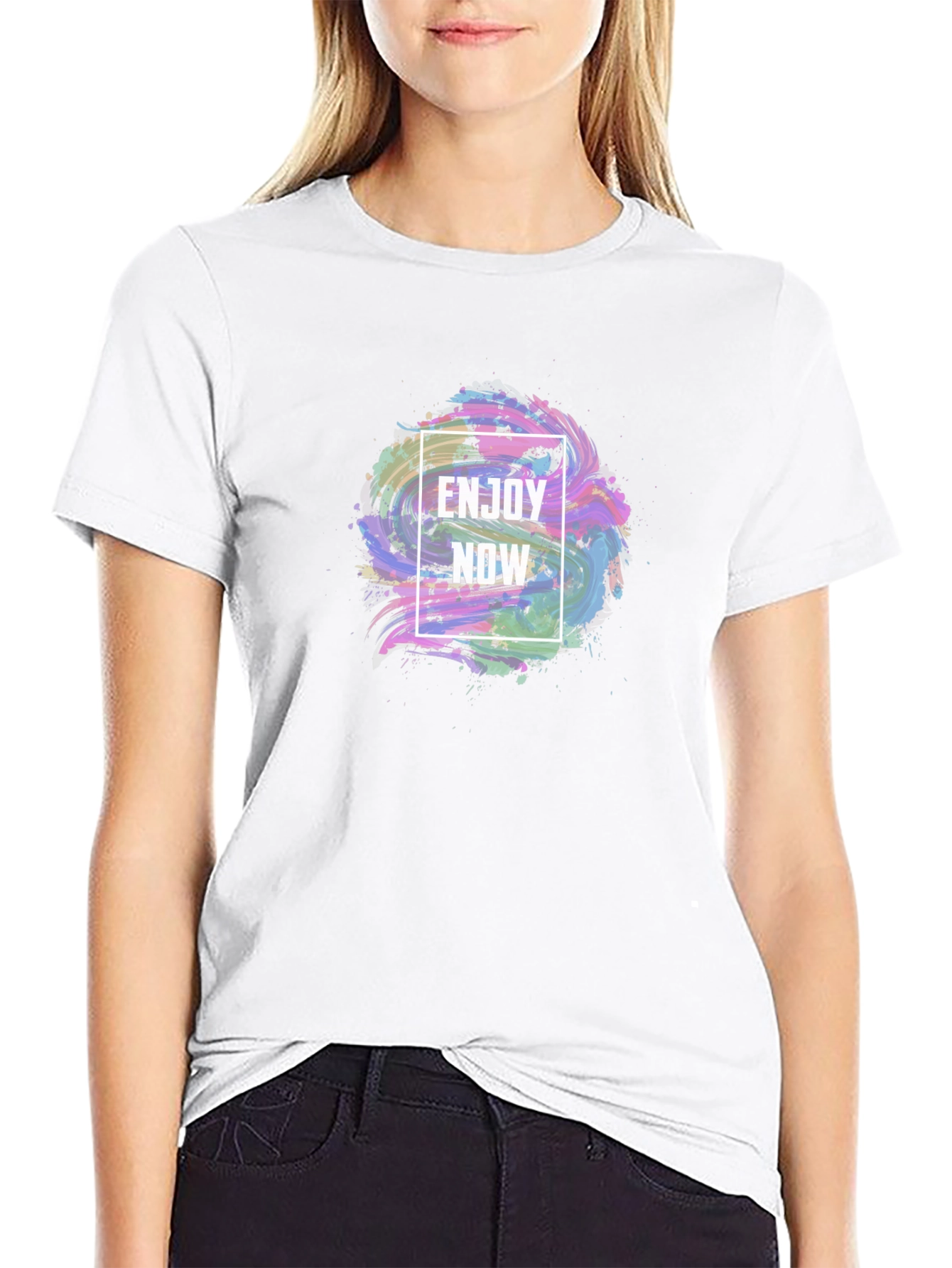 Enjoy Now Graphic Tee - Black Cotton T-Shirt