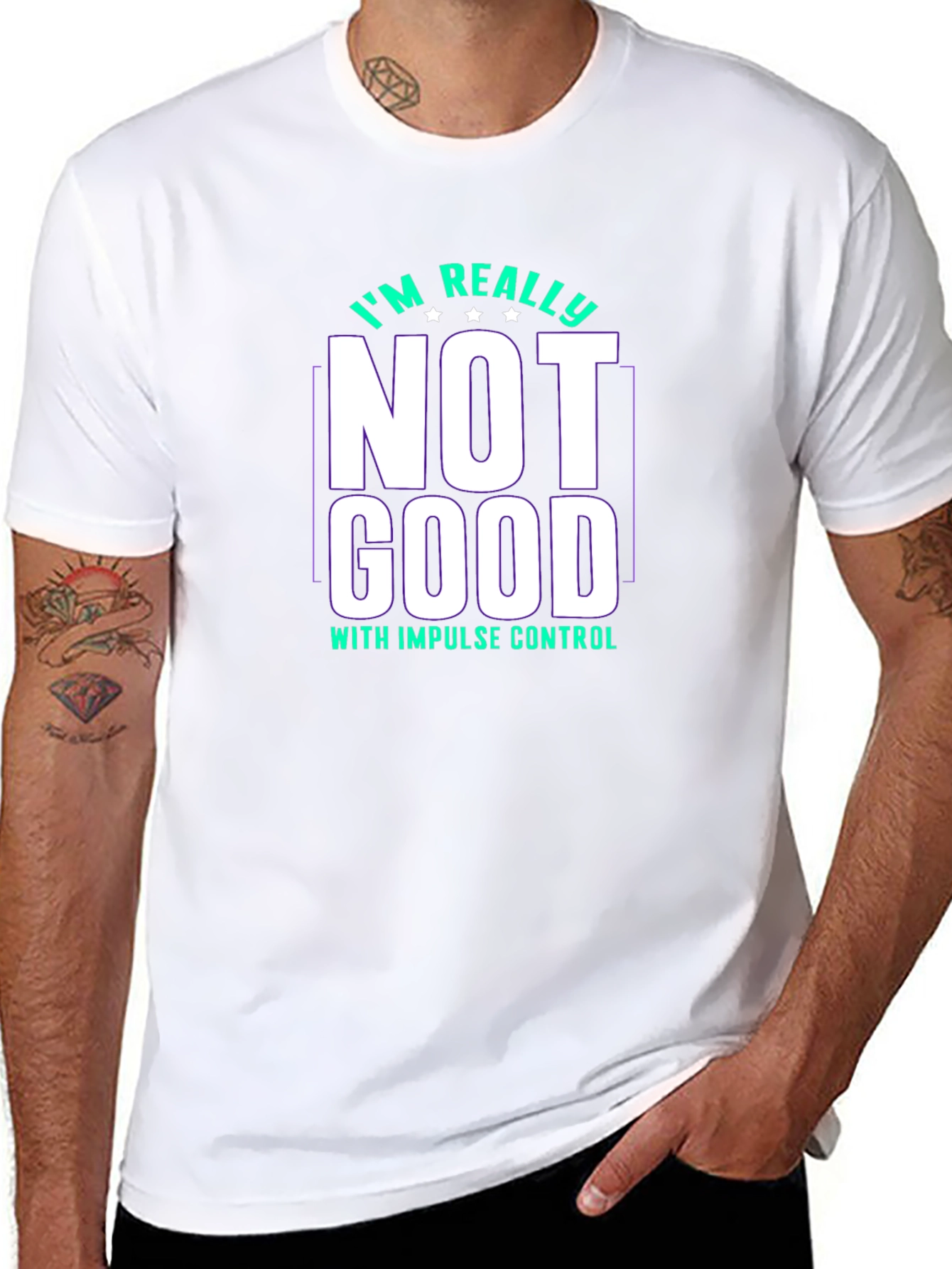 Impulse Control Mens Black Graphic Tee