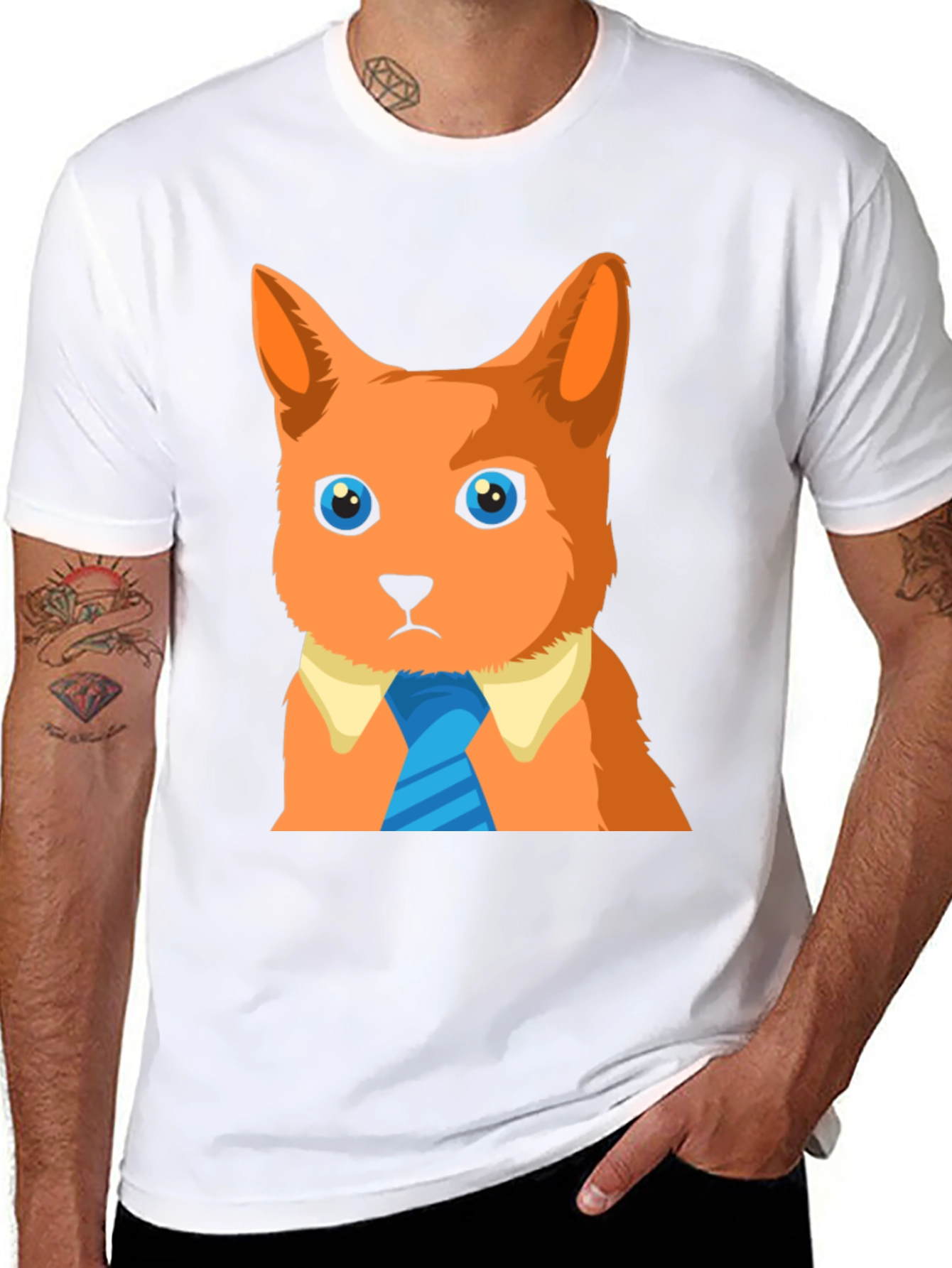 Cartoon Cat T-Shirt - Business Casual