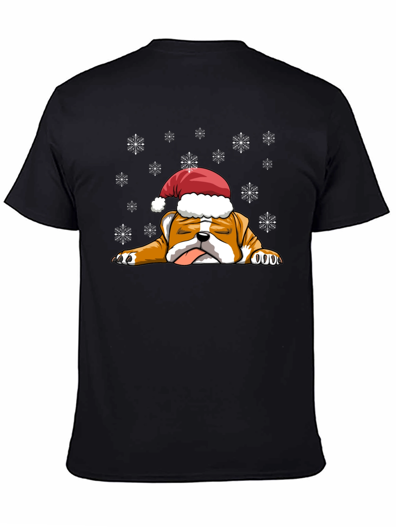 Bulldog Christmas T-Shirt - Santa Hat Cute Dog Tee