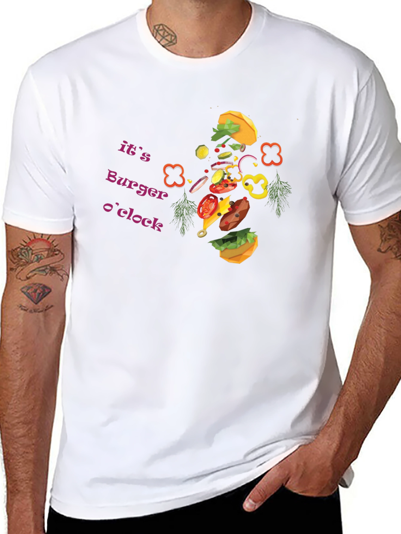 Burger OClock Graphic Tee - Fun Foodie Apparel
