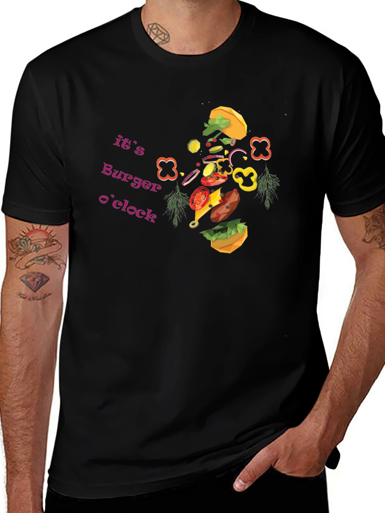 Burger OClock Graphic Tee - Fun Foodie Apparel