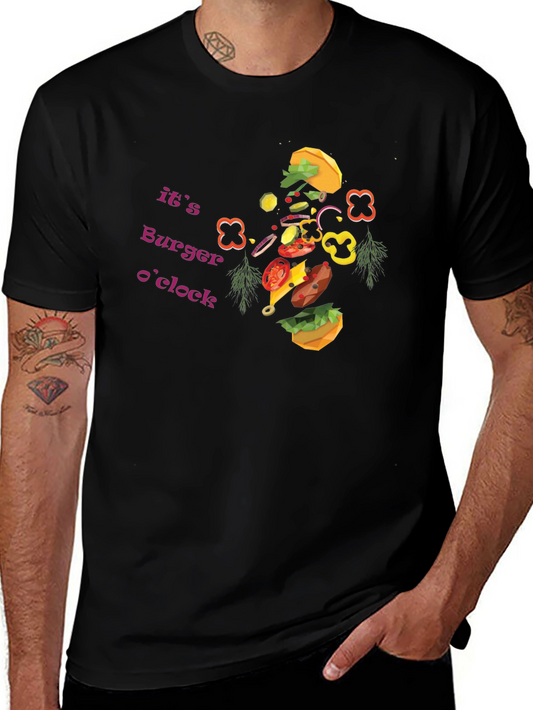 Burger OClock Graphic Tee - Fun Foodie Apparel